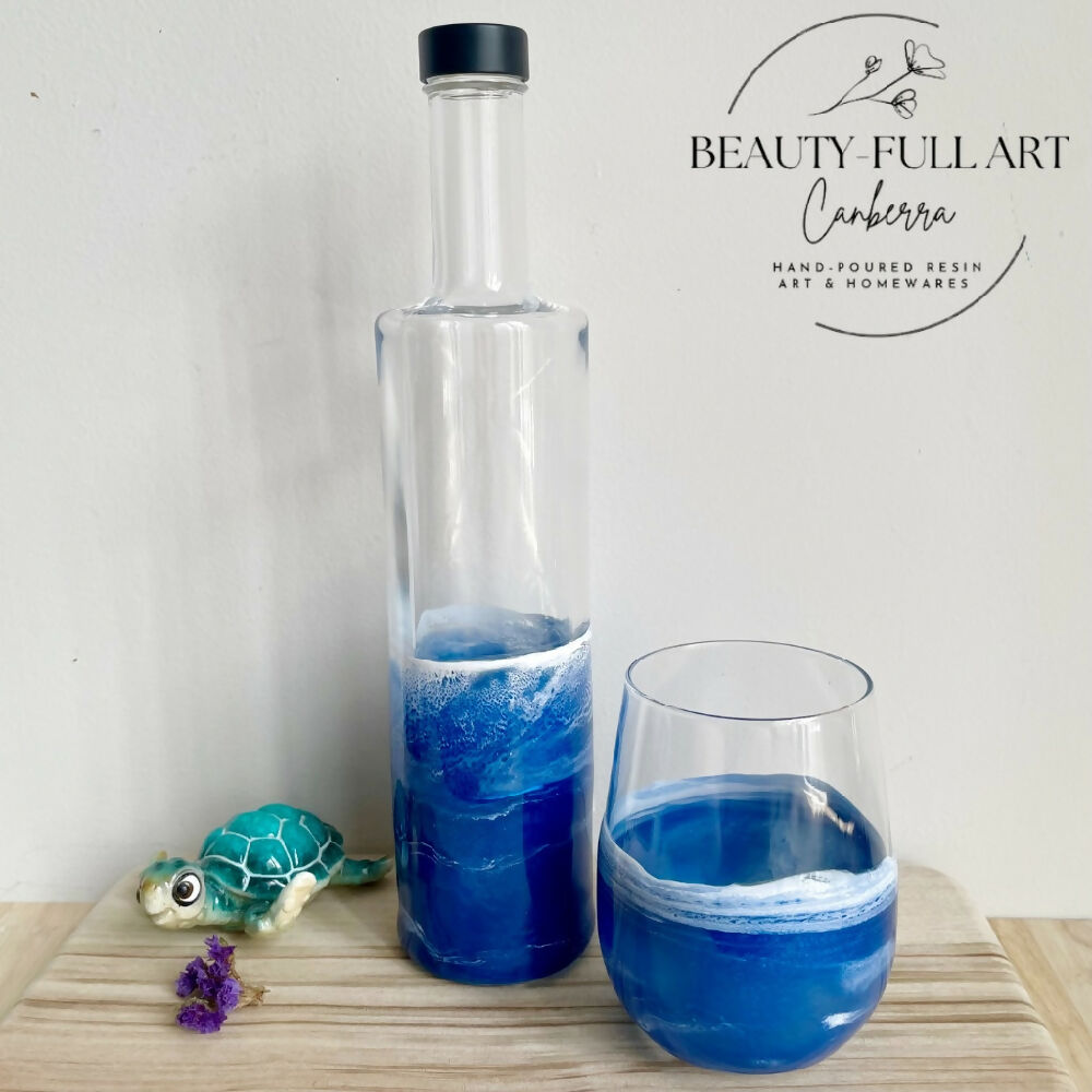 Ocean Inspired Upcycled 500ml Glass Bottle