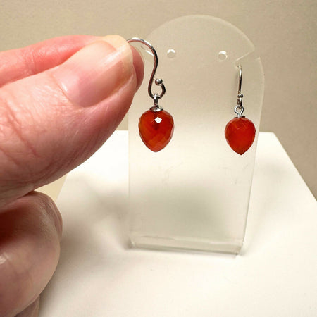 Carnelian drop sterling silver earrings