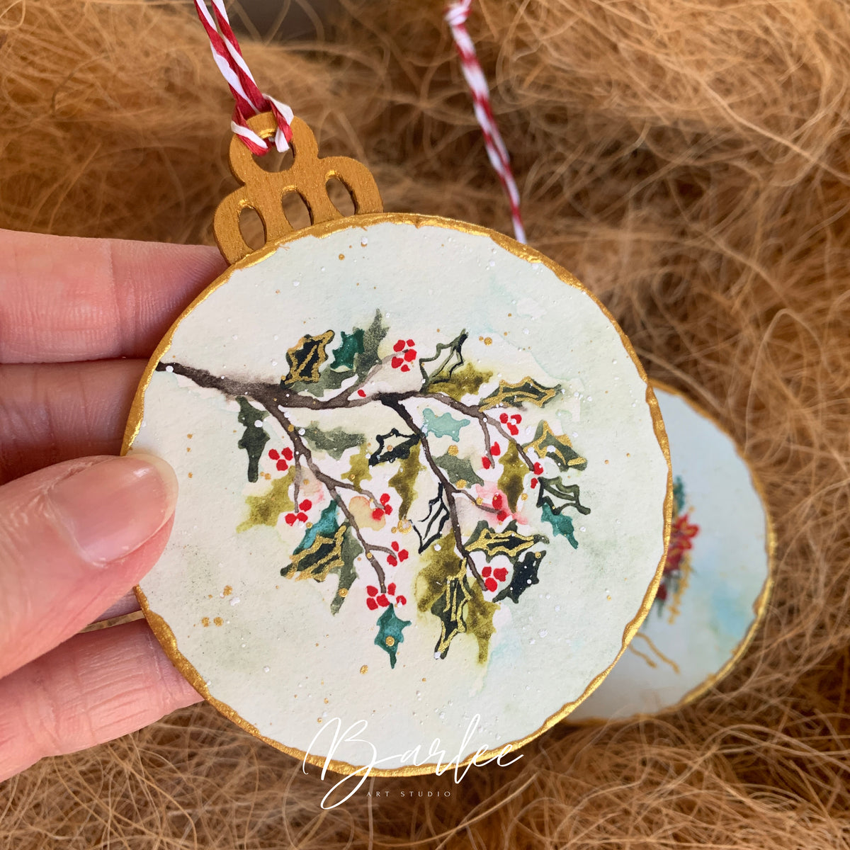 Set of 2 Hand-Painted Christmas Decorations - Unique Ornaments