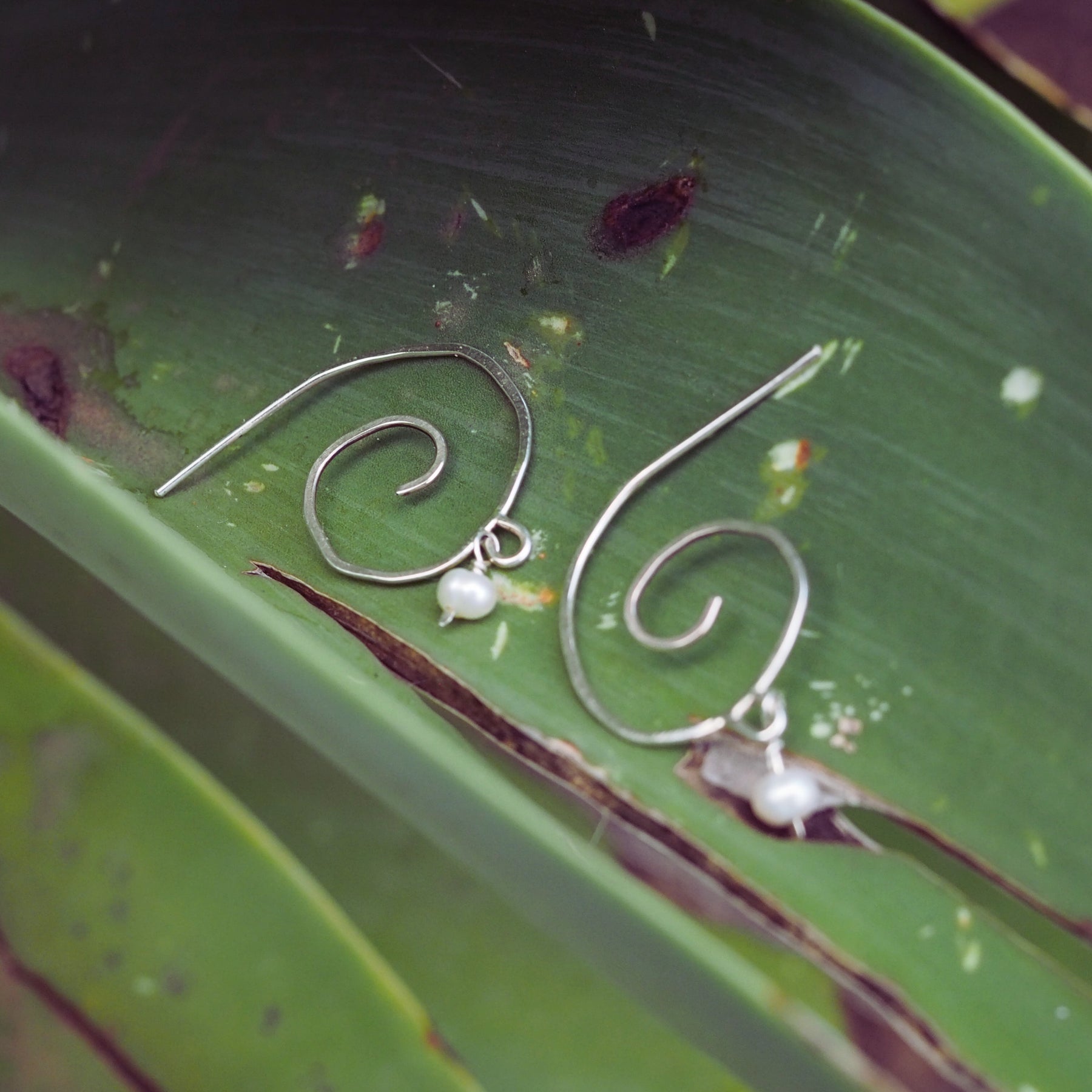Spiral Pearl Earrings | Sterling Silver