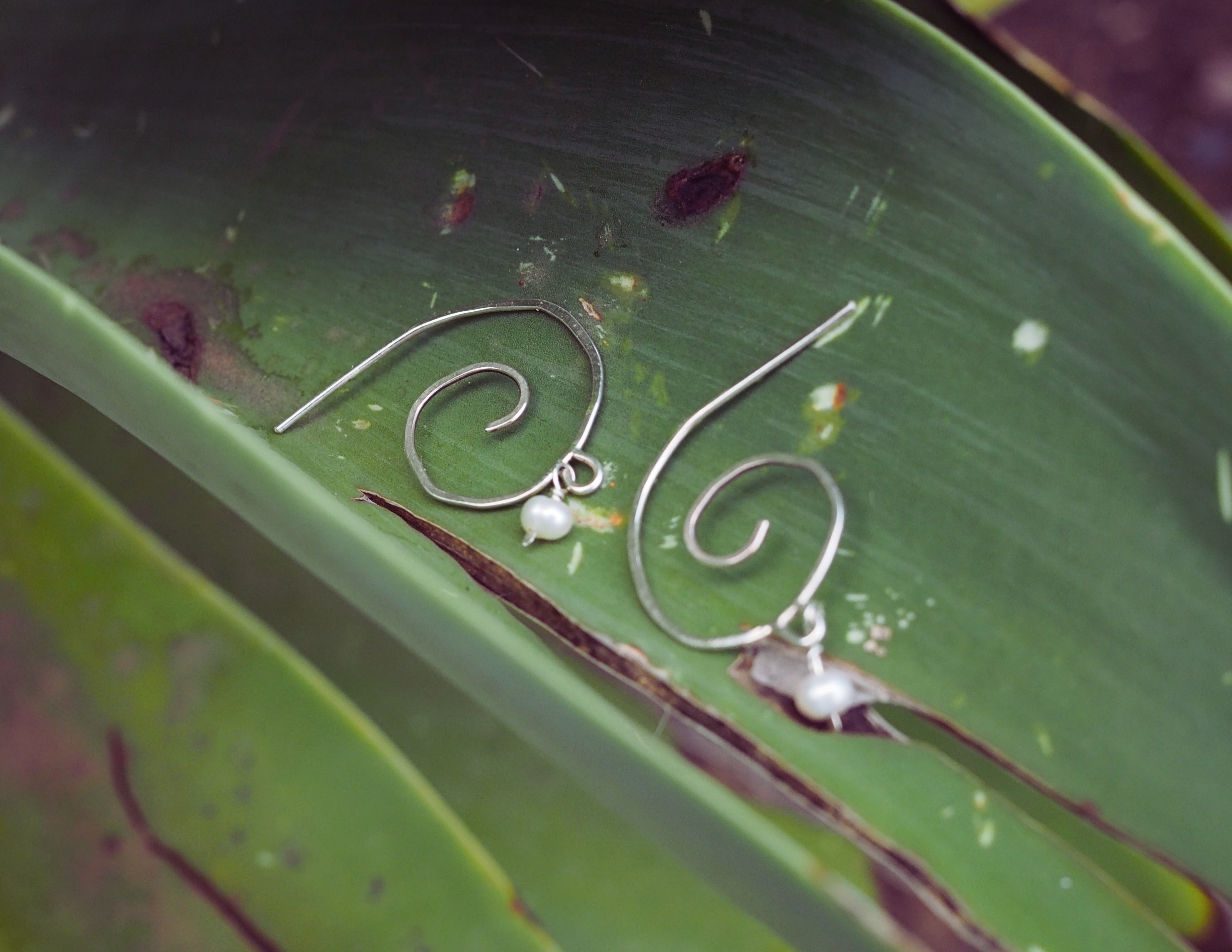 Spiral Pearl Earrings | Sterling Silver