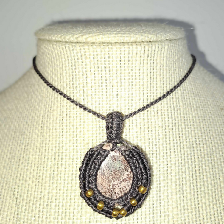 Bird's Eye Jasper Micro Macrame Necklace