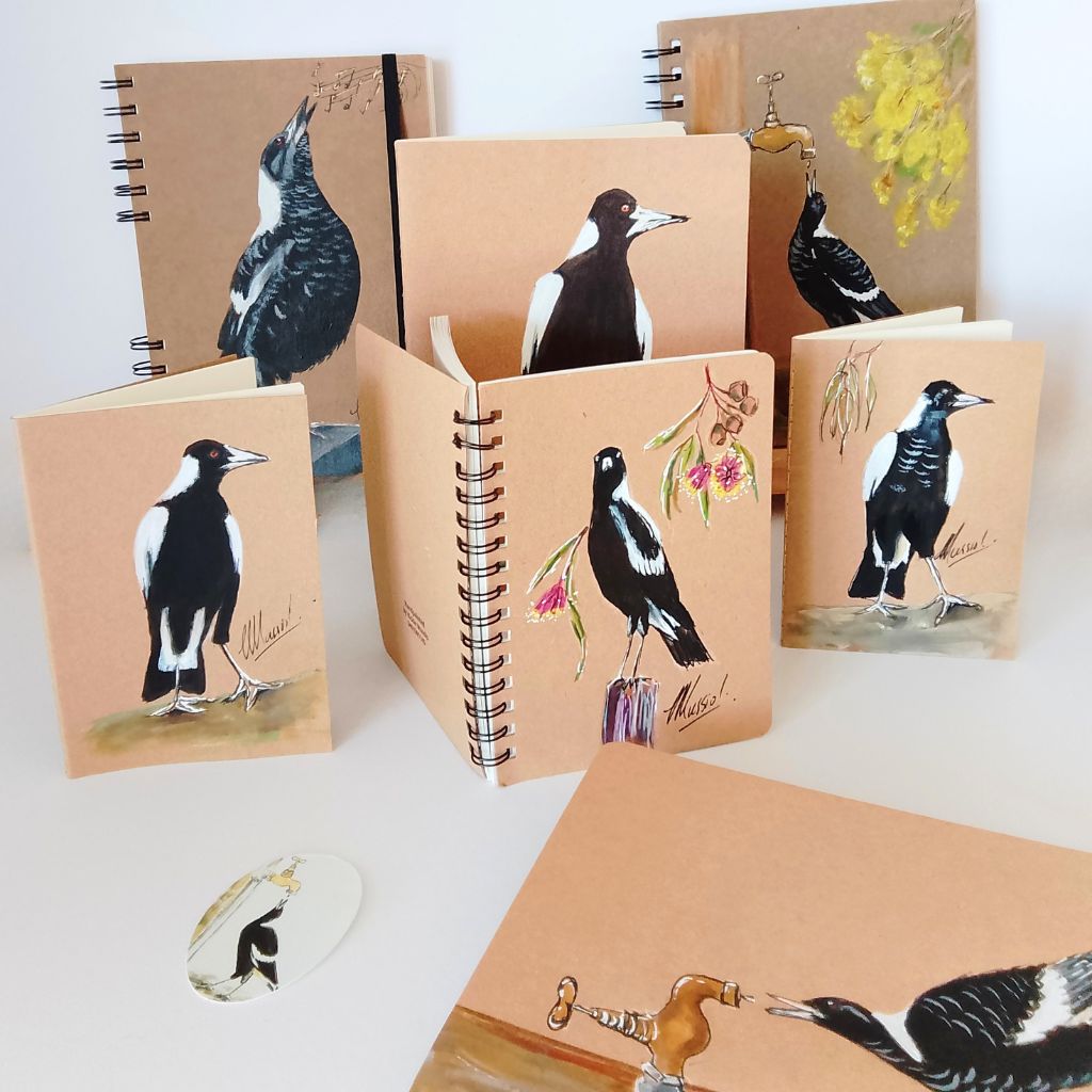 Magpie Handpainted Series of Notebooks