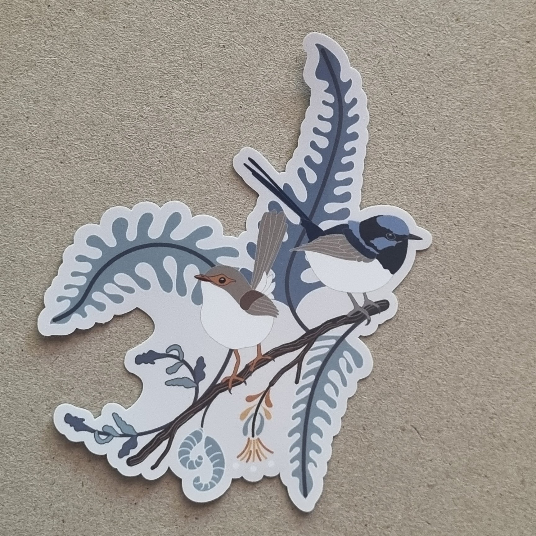 Superb Fairy Wrens on an Angled Branch Sticker