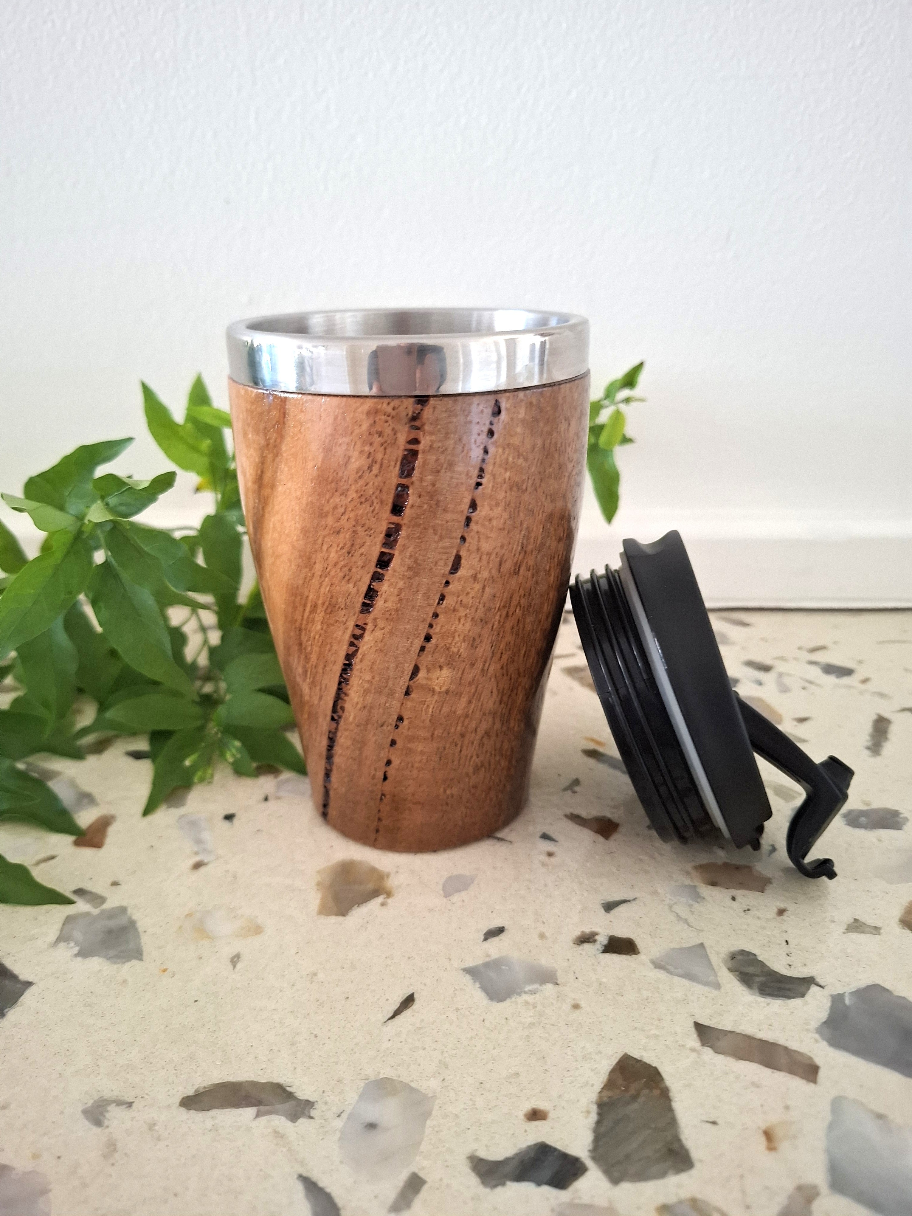 Handmade Wooden Travel Mug: Insulated Eco-Friendly Coffee Tumbler