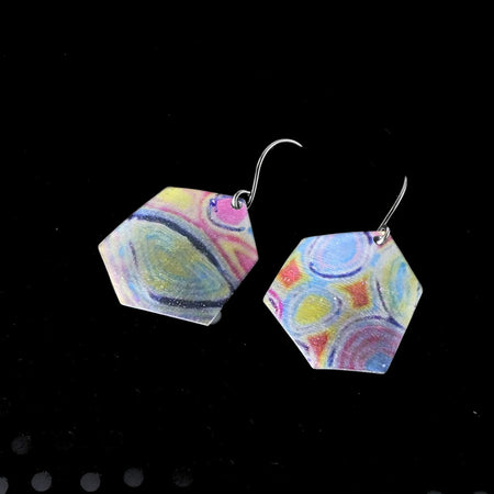 Anodised aluminium earrings hand printed - Colour and Form Collection