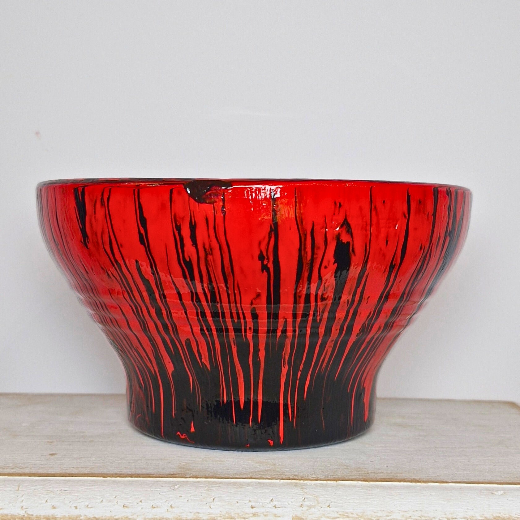Hand Painted Terracotta Pot 15cm Black and Red