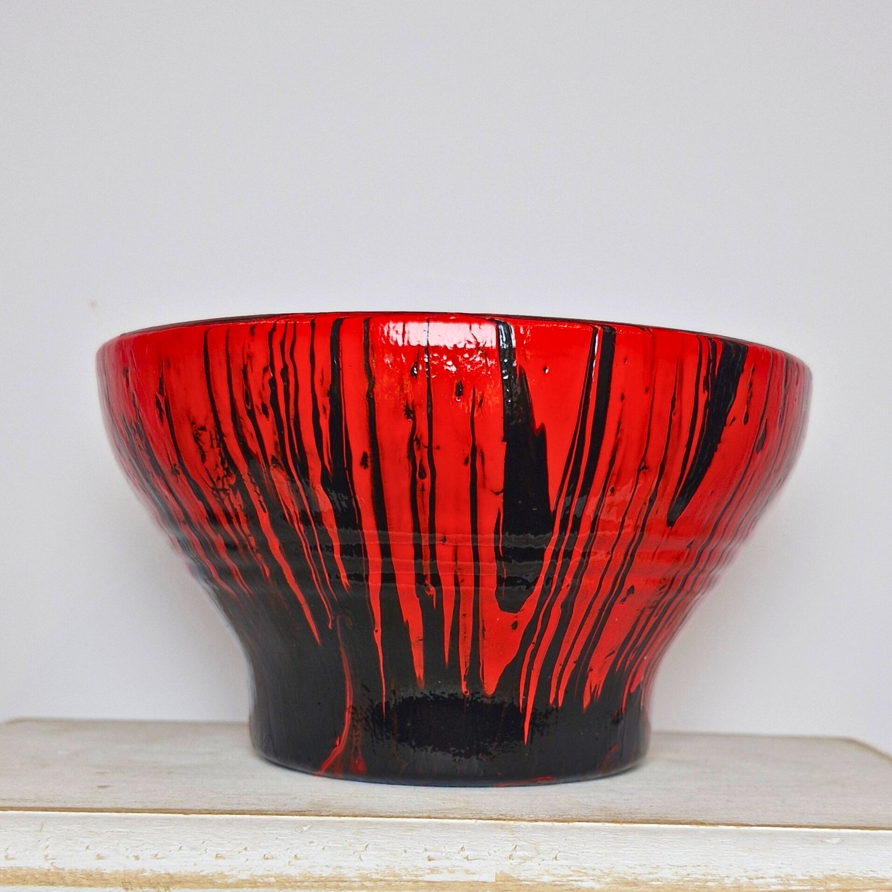 Hand Painted Terracotta Pot 15cm Black and Red