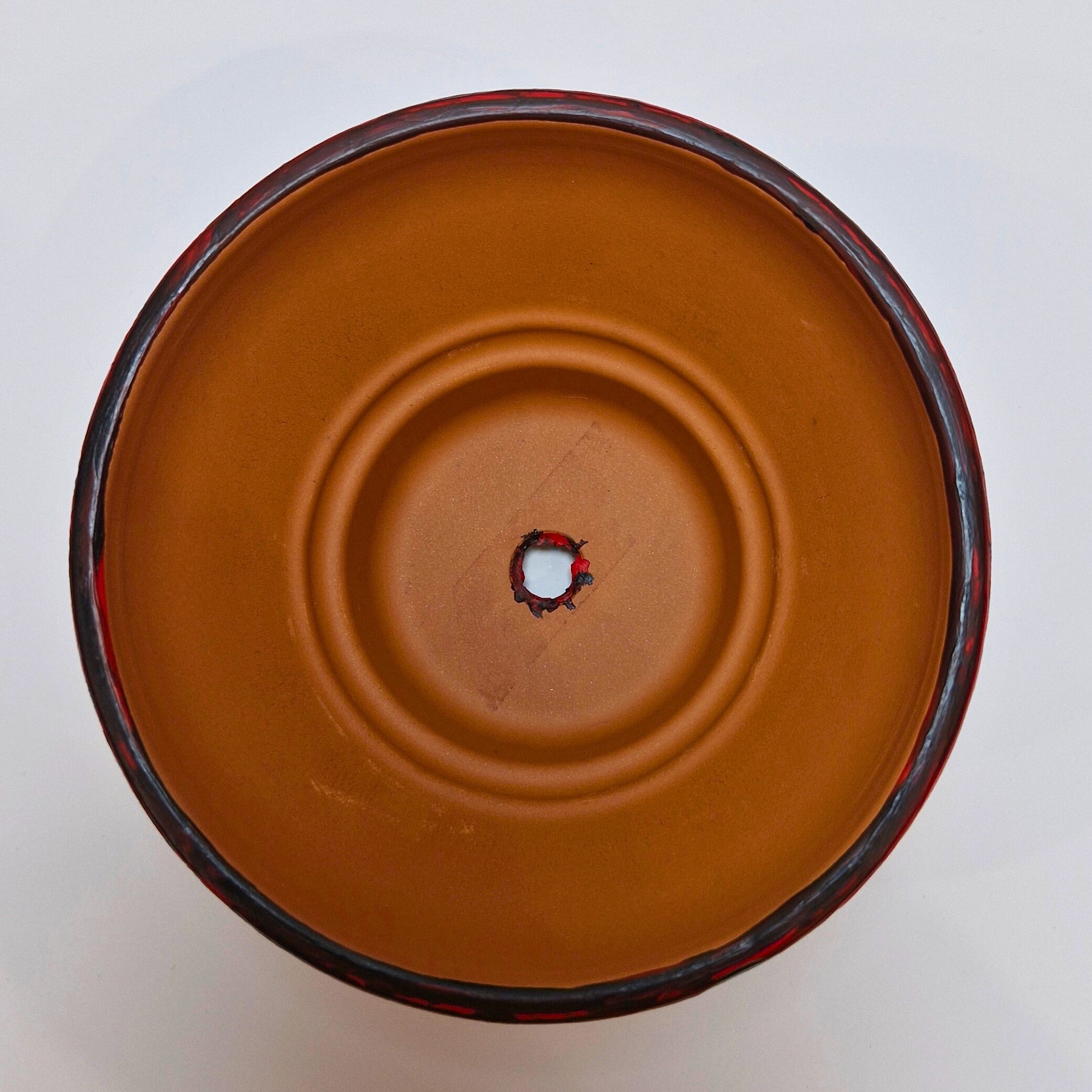 Hand Painted Terracotta Pot 15cm Black and Red