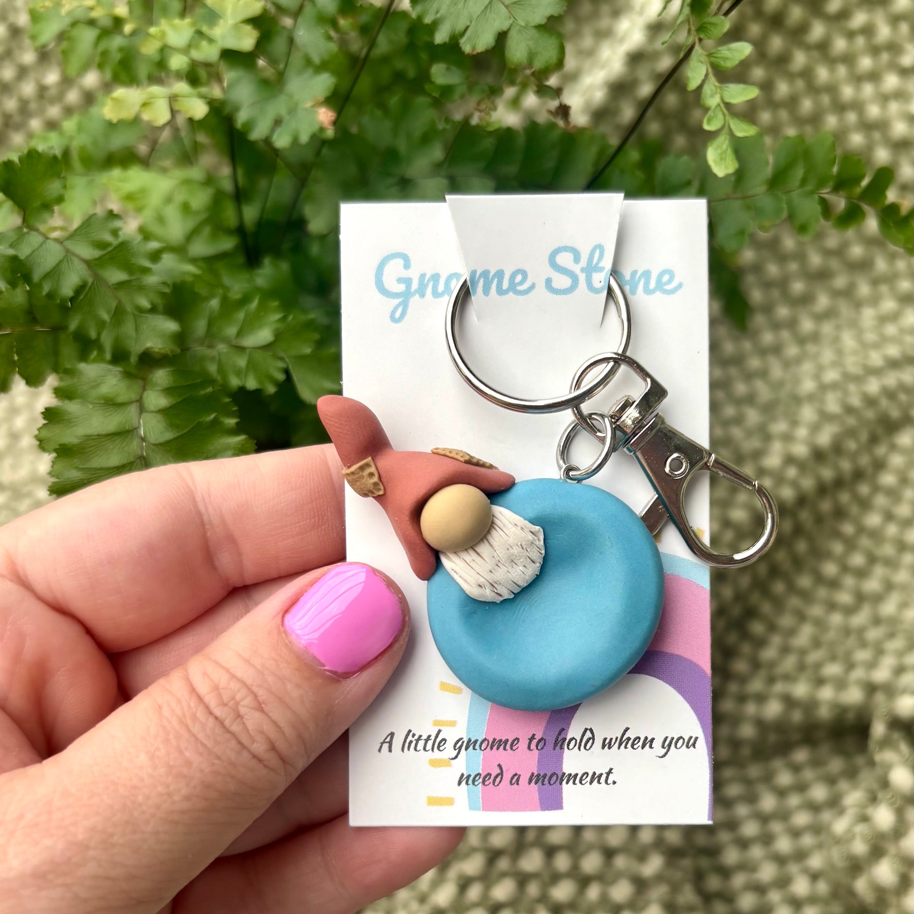 Gnome Stone - Terracotta and blue
