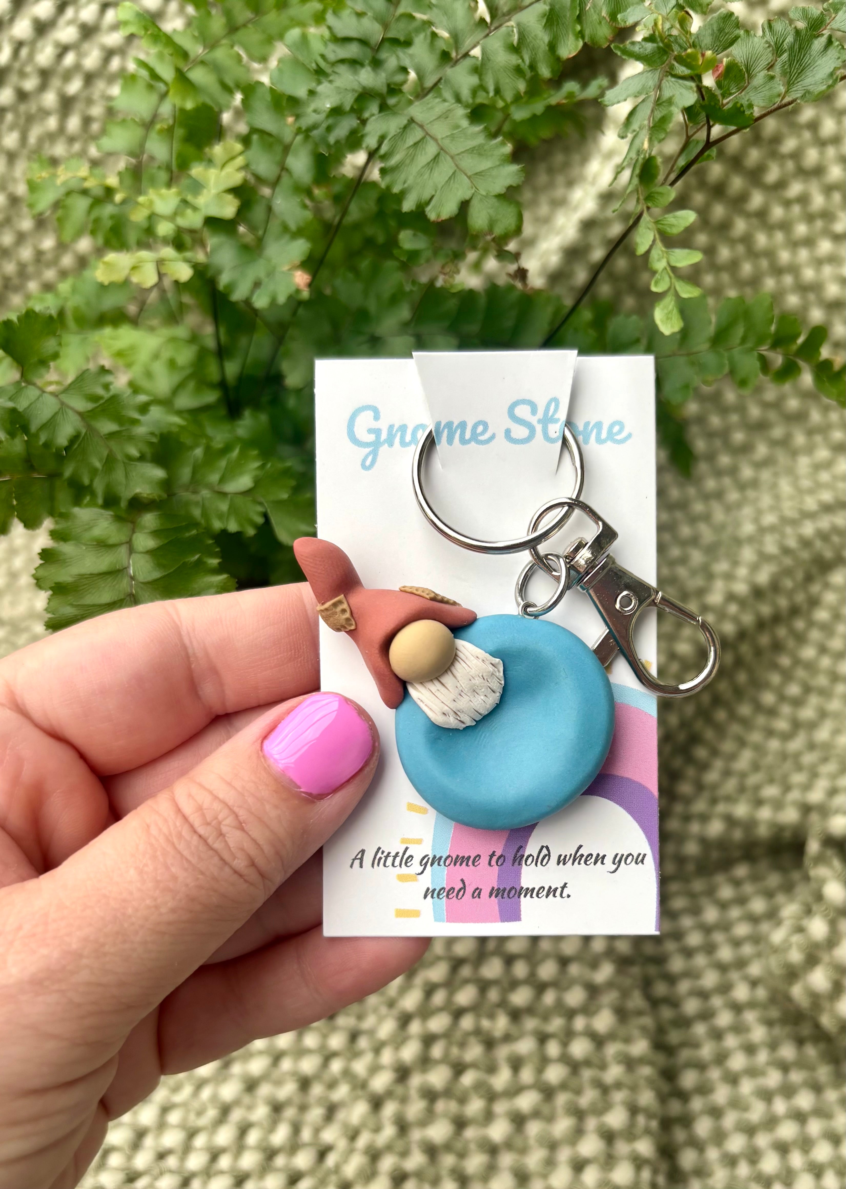 Gnome Stone - Terracotta and blue