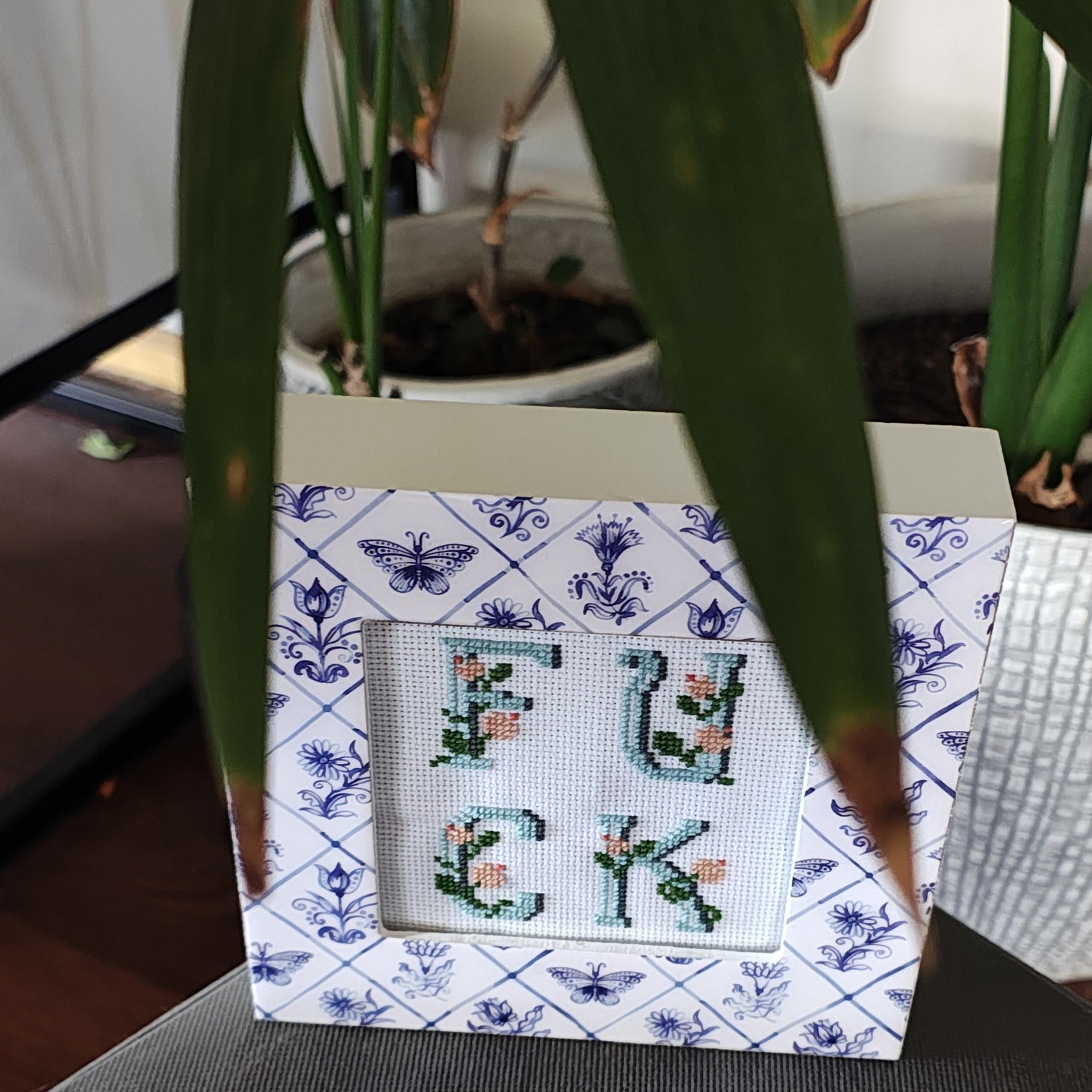 "F*ck" framed cross stitch
