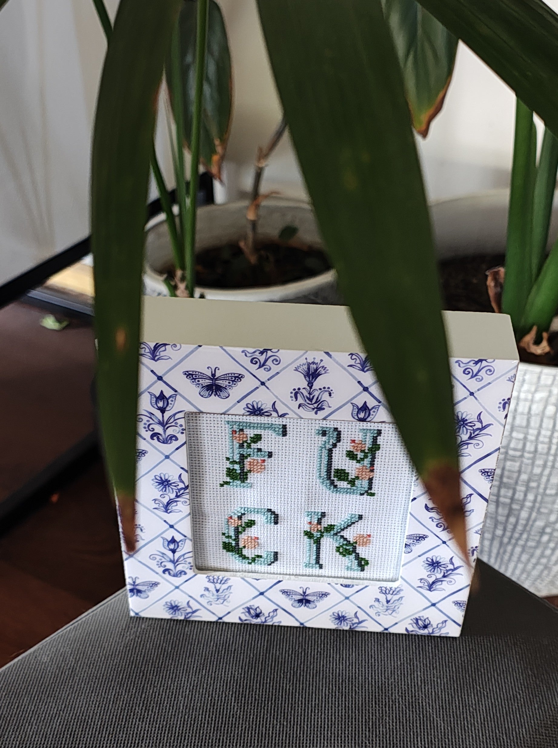"F*ck" framed cross stitch