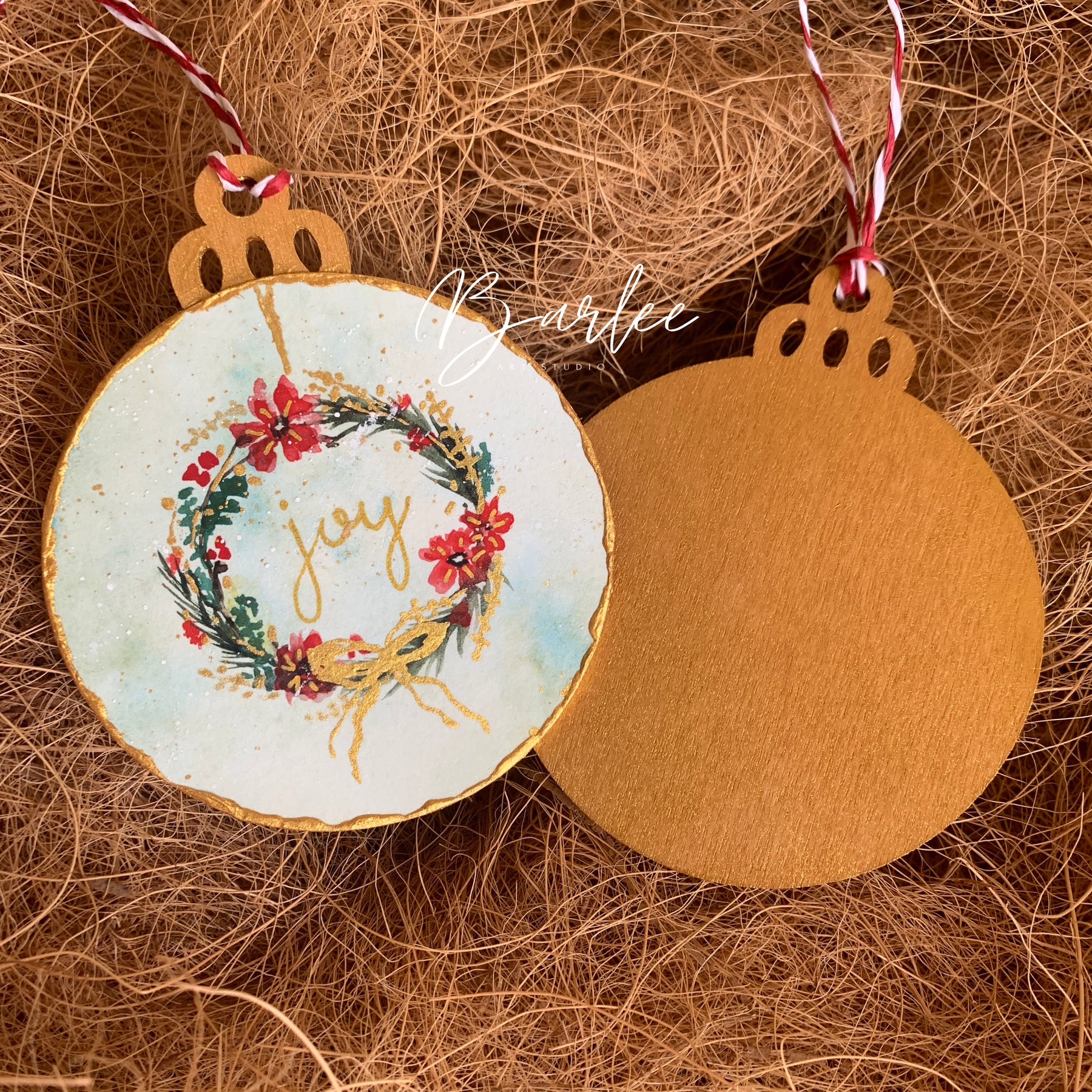 Set of 2 Hand-Painted Christmas Decorations - Unique Ornaments