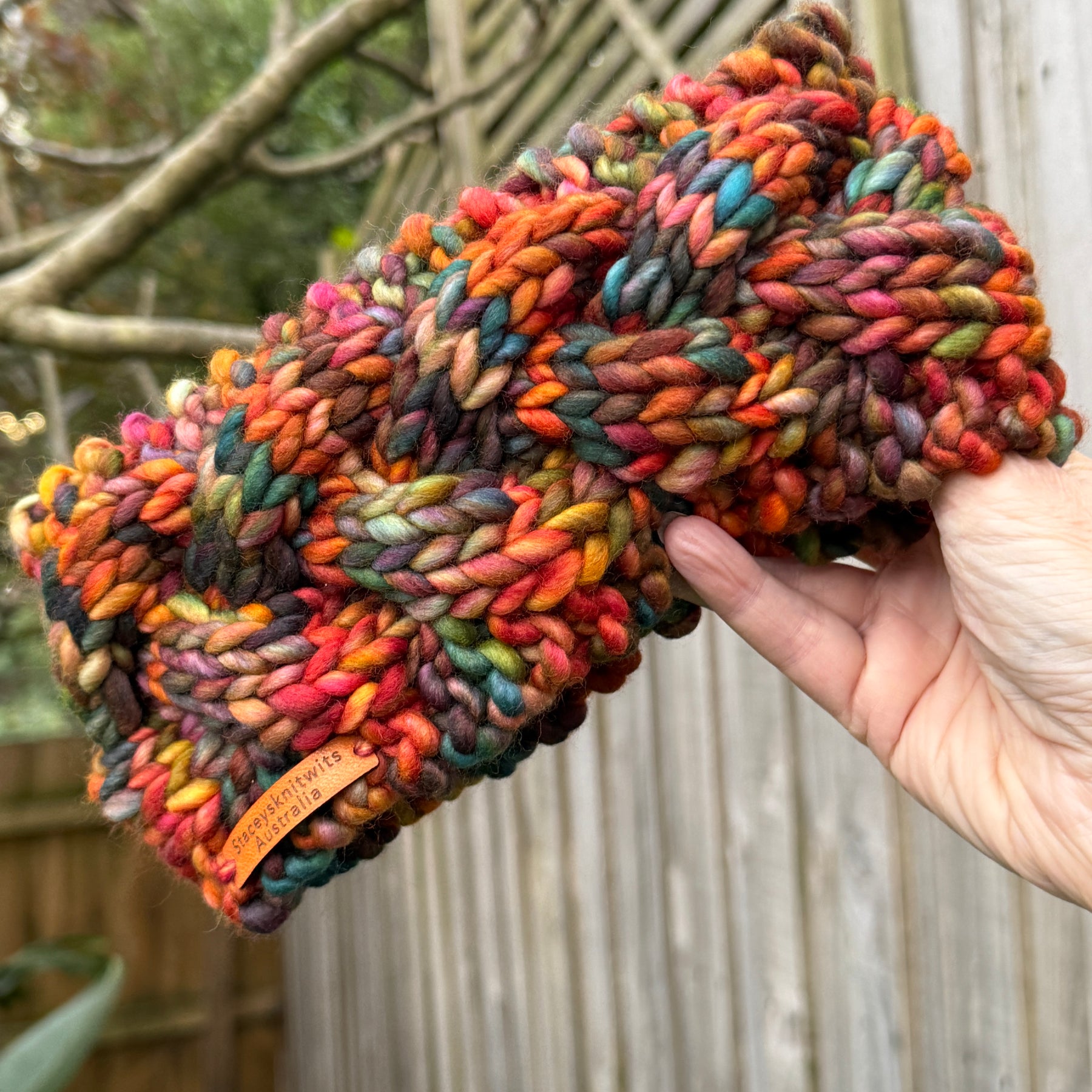 Hand Knitted Merino Headband, Colorful Rainbow Headband