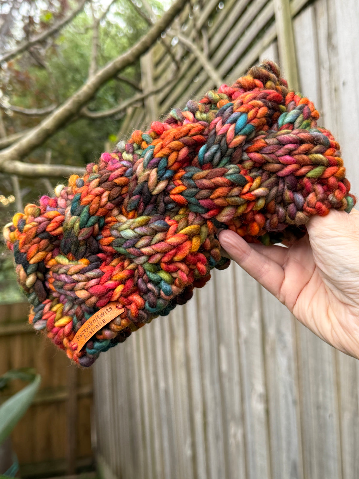 Hand Knitted Merino Headband, Colorful Rainbow Headband