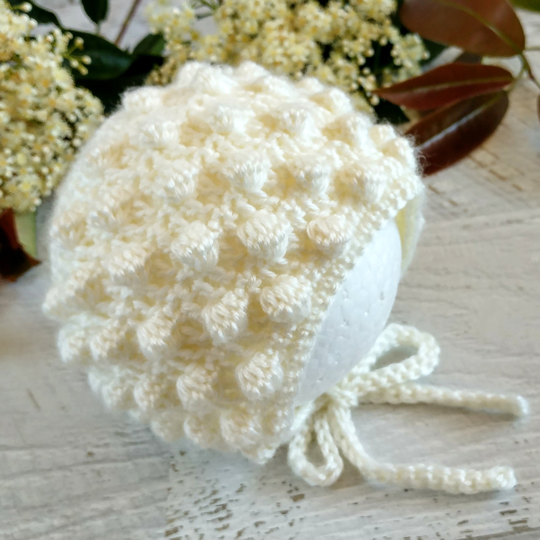 Baby Bonnet | Vintage | Newborn | Handmade | Crochet | Beanie | Hat