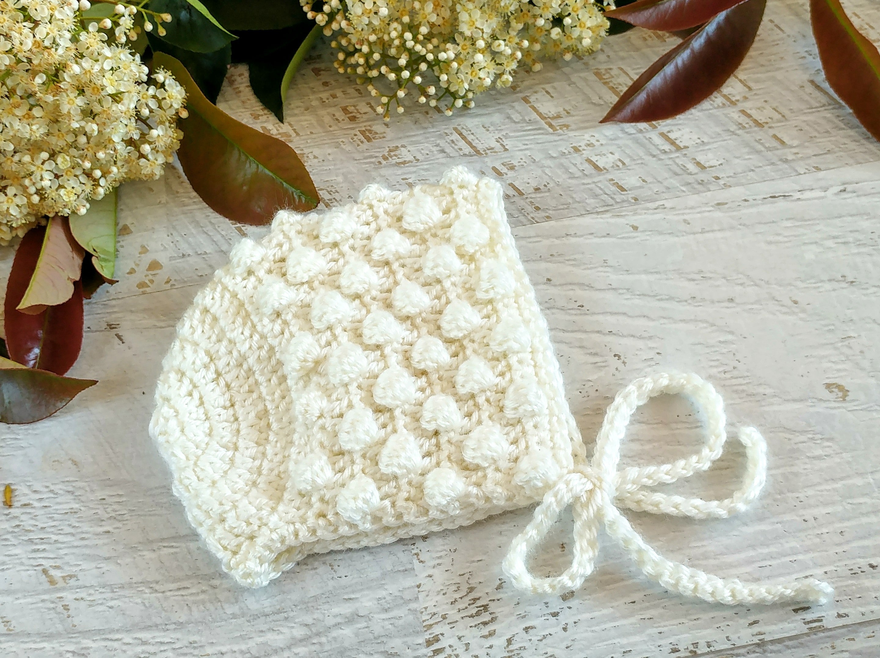 Baby Bonnet | Vintage | Newborn | Handmade | Crochet | Beanie | Hat