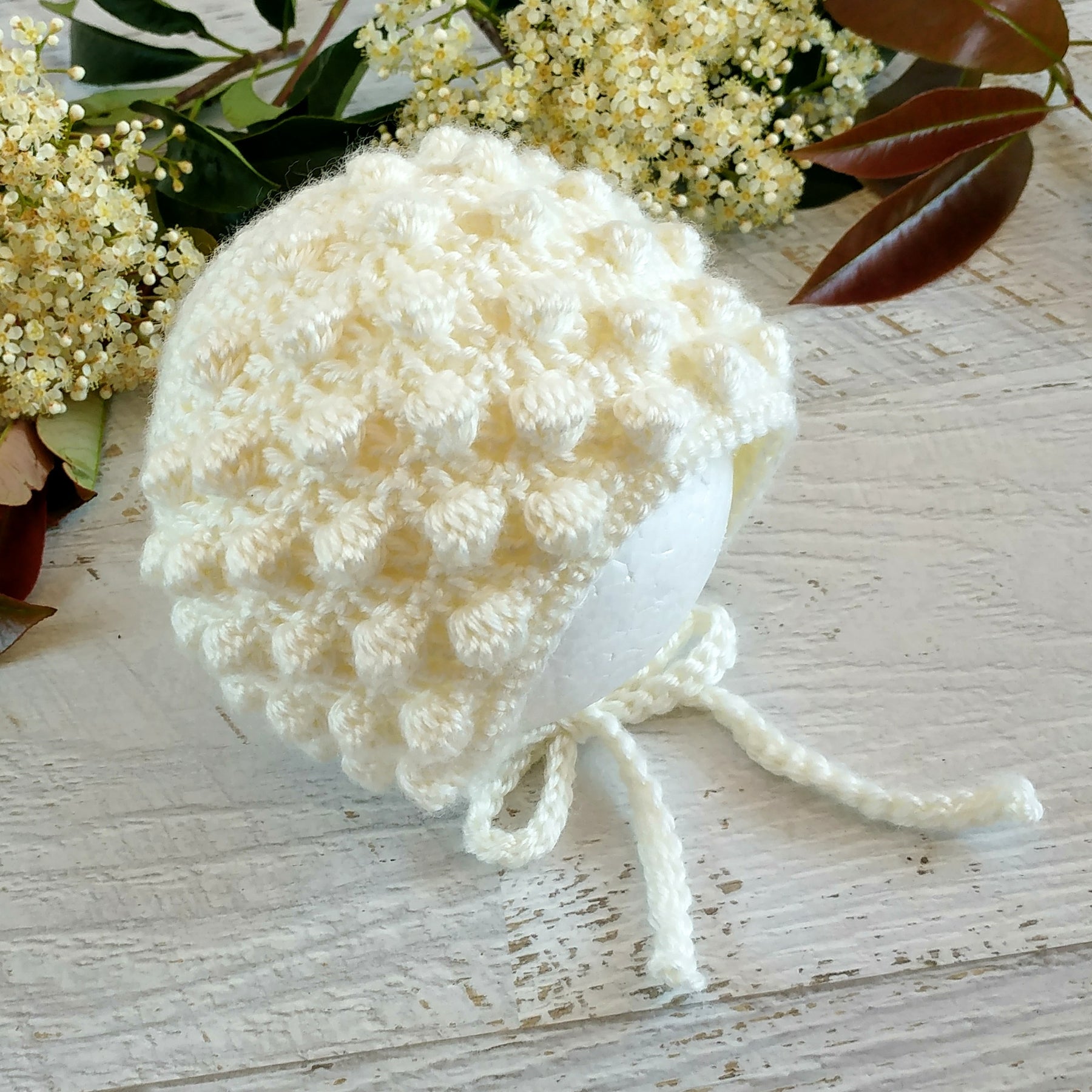 Baby Bonnet | Vintage | Newborn | Handmade | Crochet | Beanie | Hat
