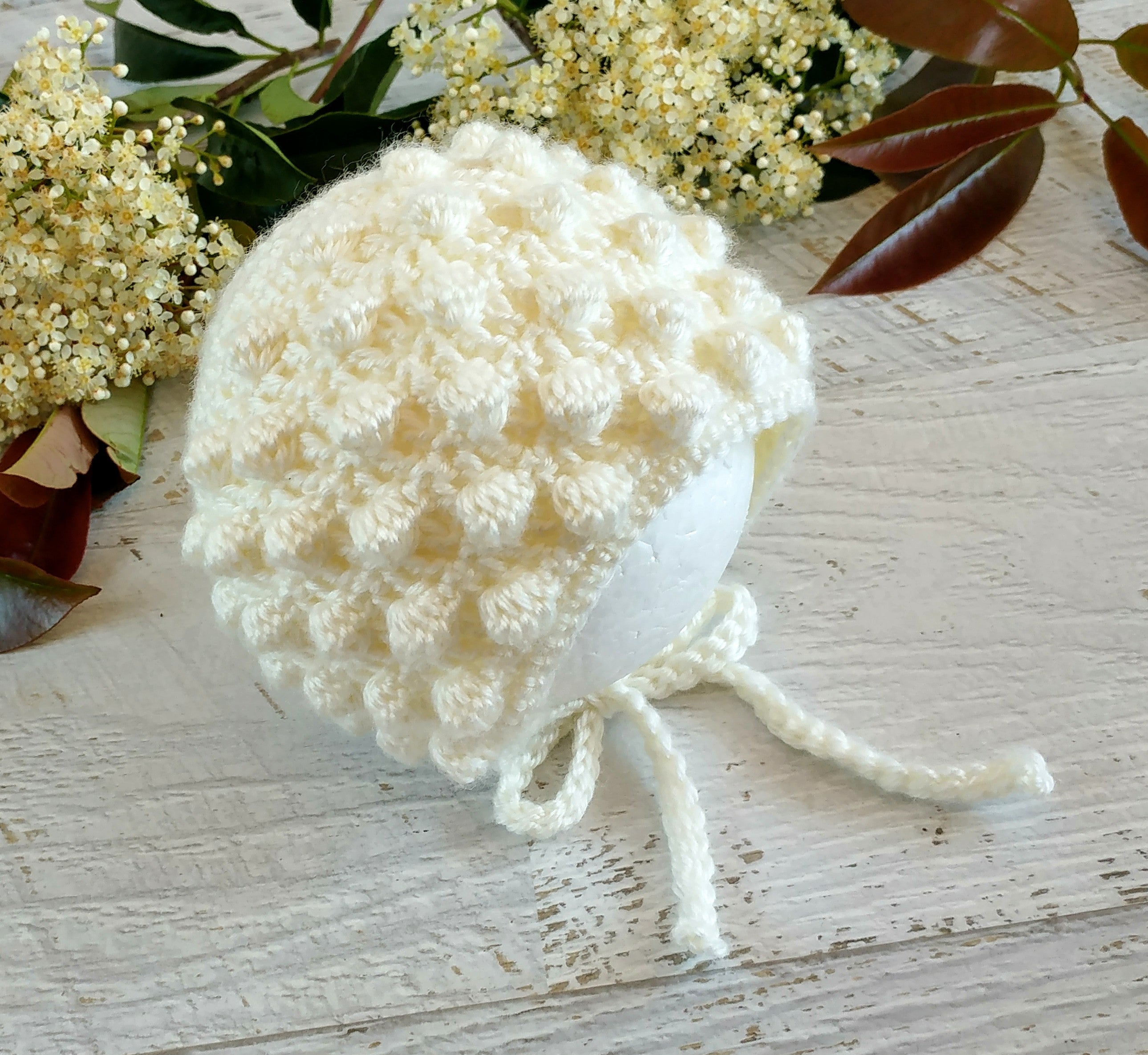 Baby Bonnet | Vintage | Newborn | Handmade | Crochet | Beanie | Hat