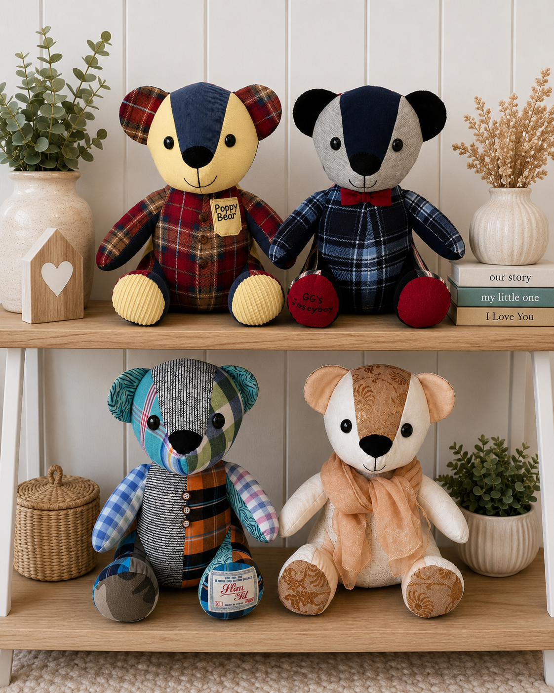 Custom Memory Bear – Made from Your Loved Ones Clothes | Keepsake Teddy Bear | Remberence Teddy Bear