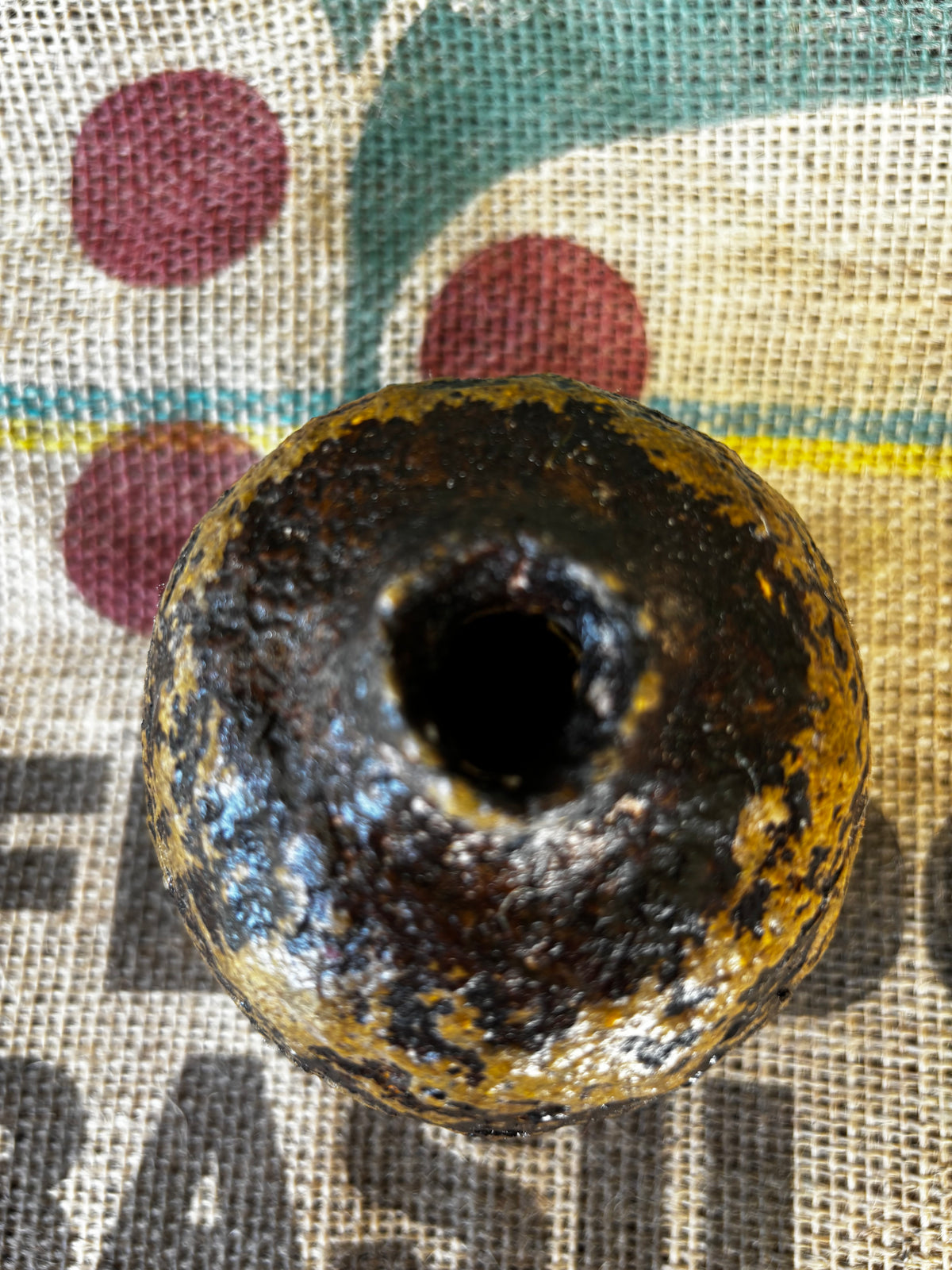 Mustard and brown little vase
