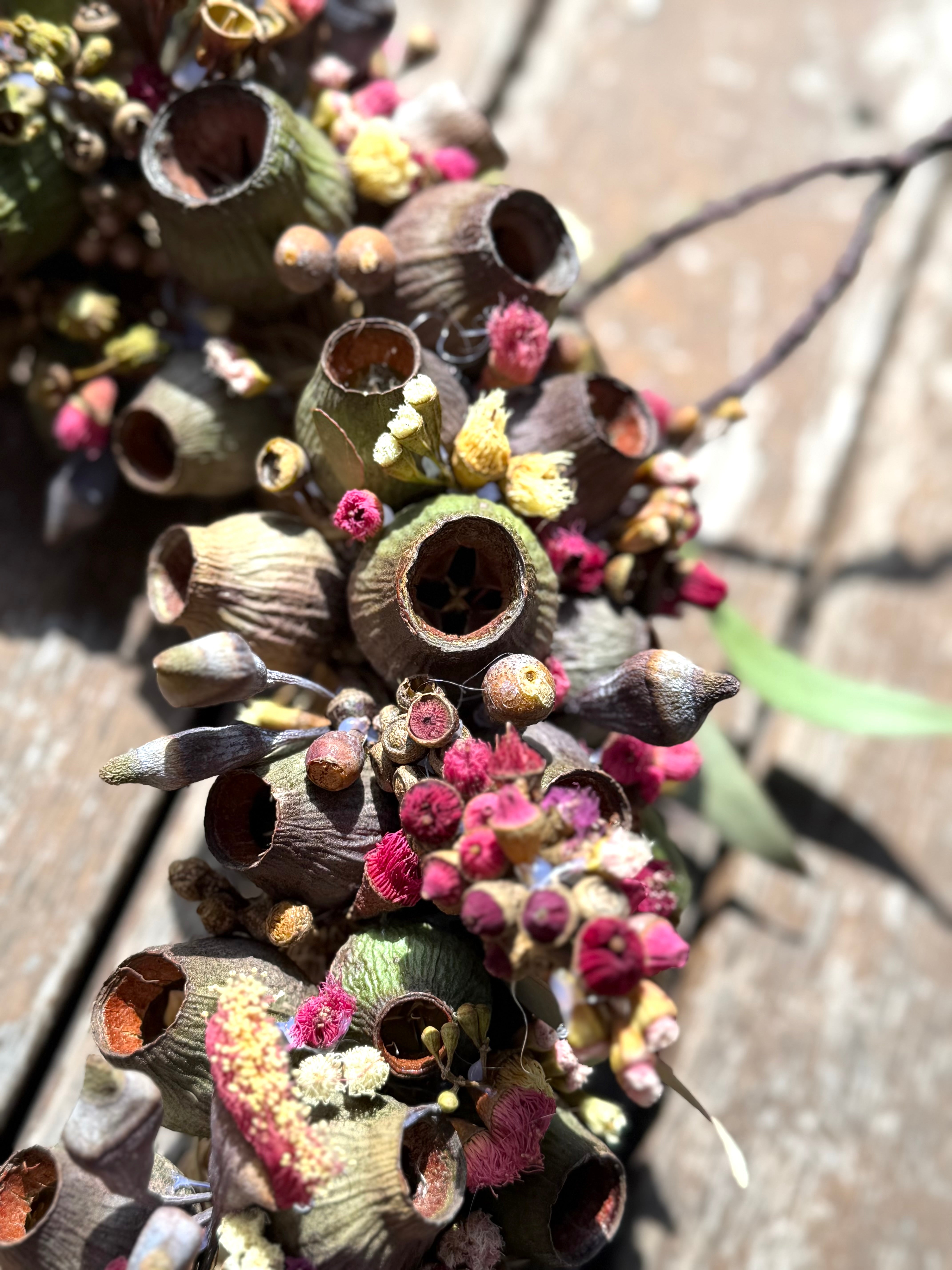 Australian Gumnut Wreath | Handmade Native Floral Wreath | Dried Eucalyptus & Gumnut Decor | Rustic Botanical Door Wreath | bushland Jewels