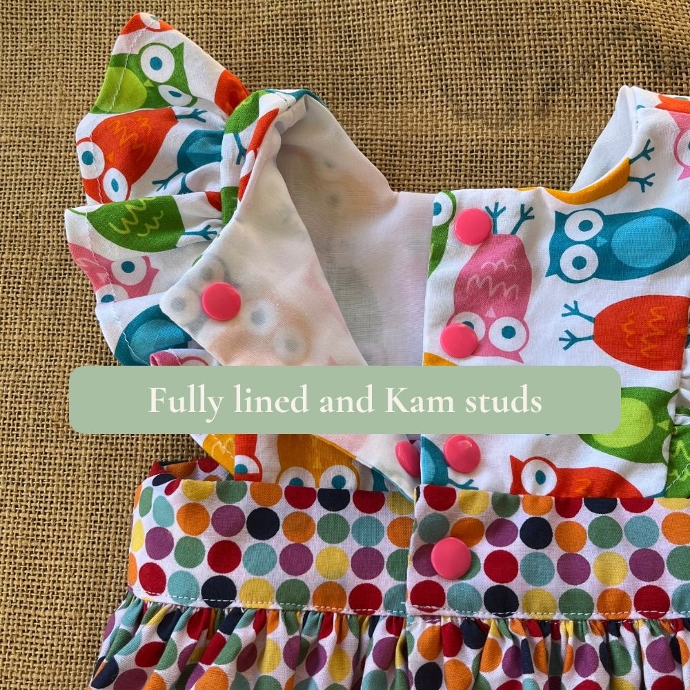 Handmade Pinafore Dress | Owl and Spots | Size 00