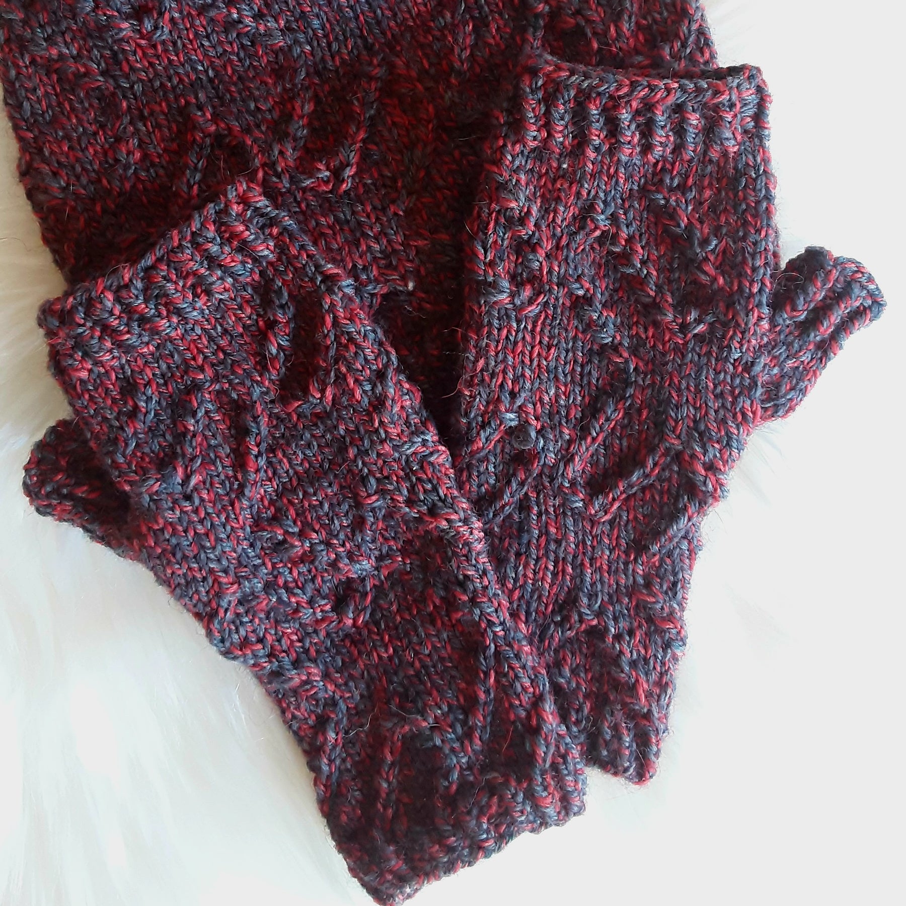 Handknitted merino wool fingerless mittens