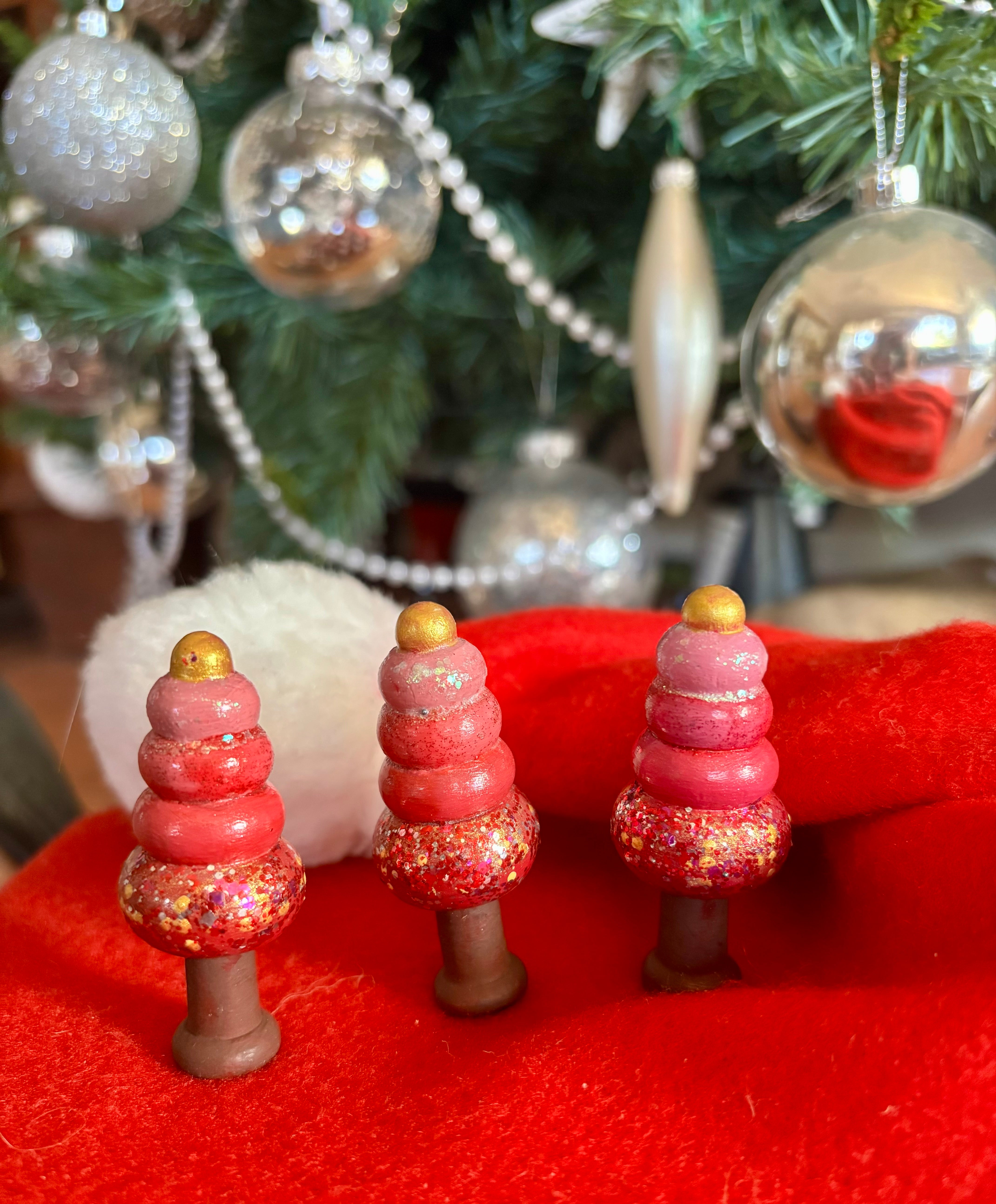 Hand painted Mini trees sets of 3 mixed choice