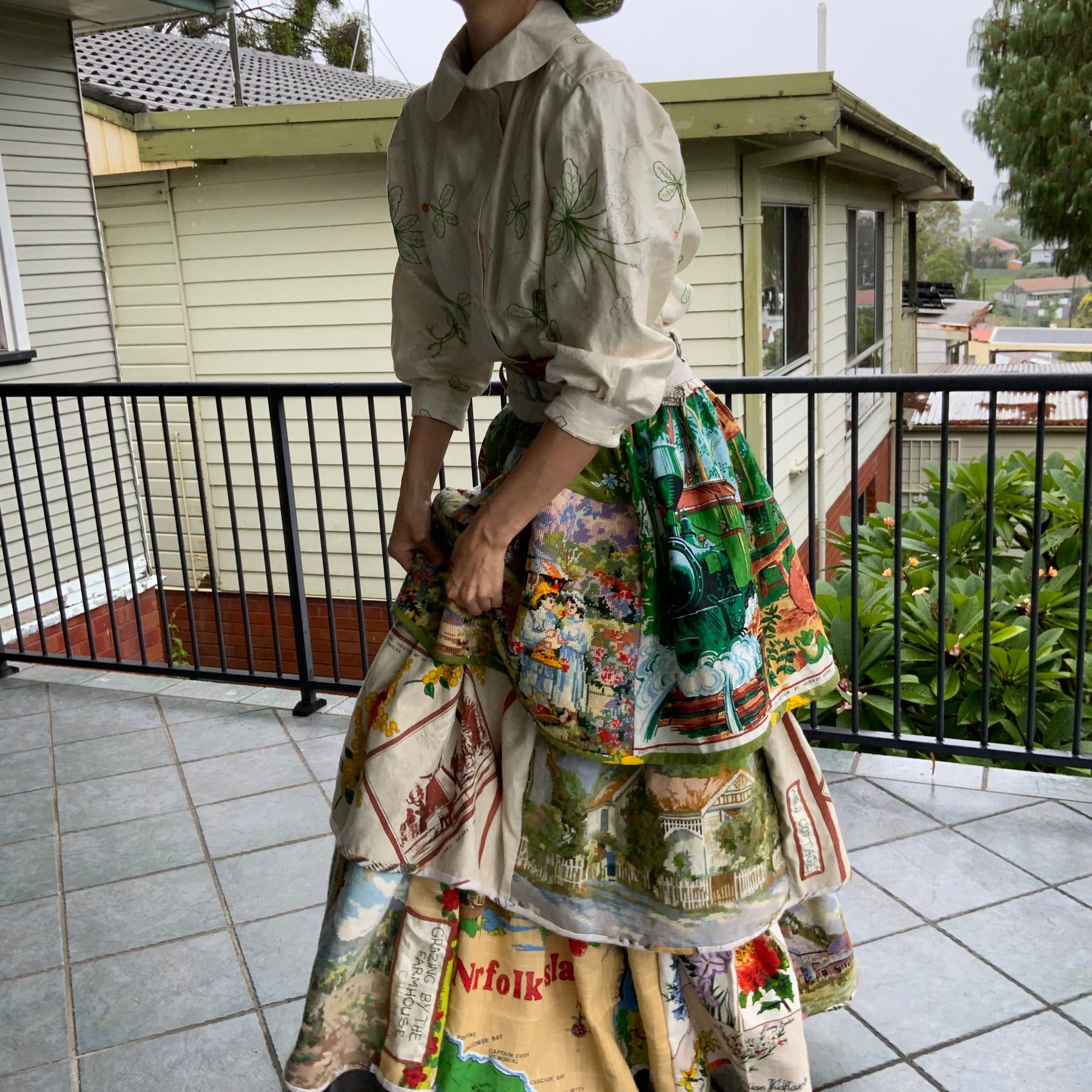 Wool Tapestry and Linen Skirt "Guardians of the Land"