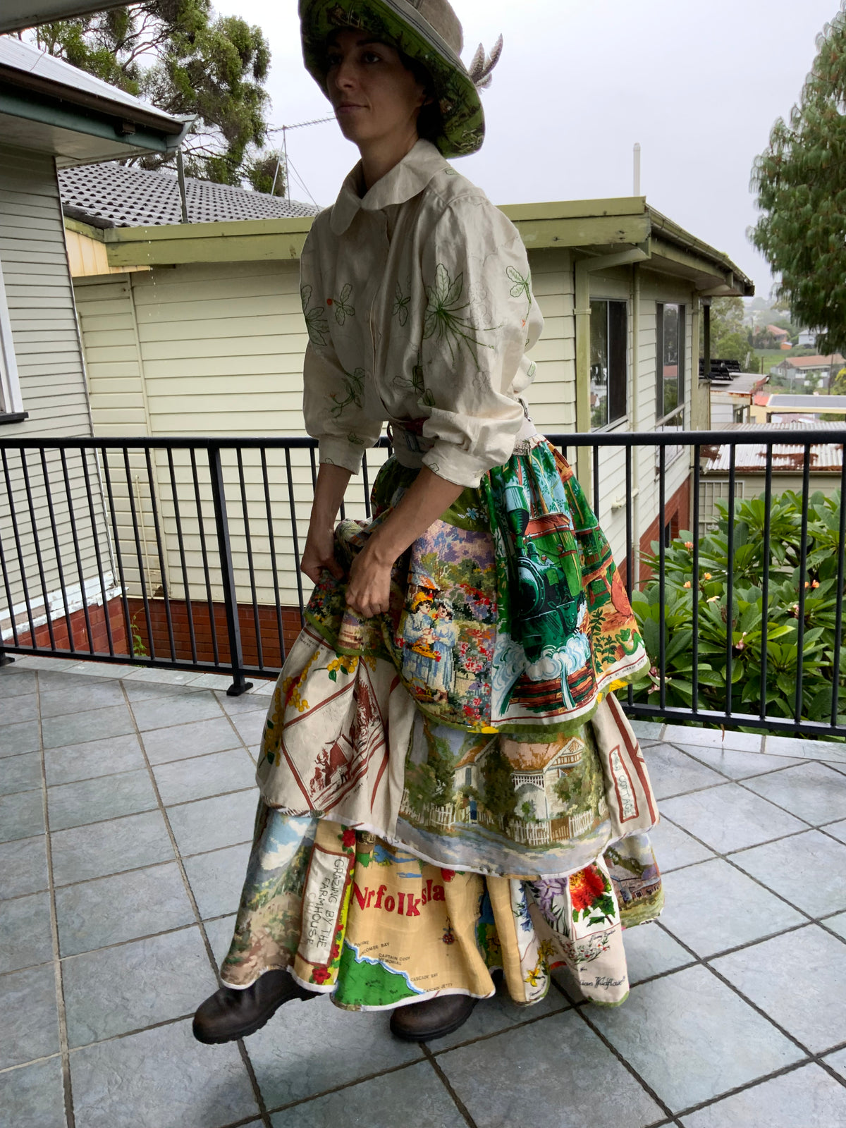 Wool Tapestry and Linen Skirt "Guardians of the Land"
