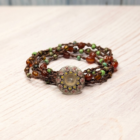 Bohemian macrame gemstone bracelet with limited edition beads