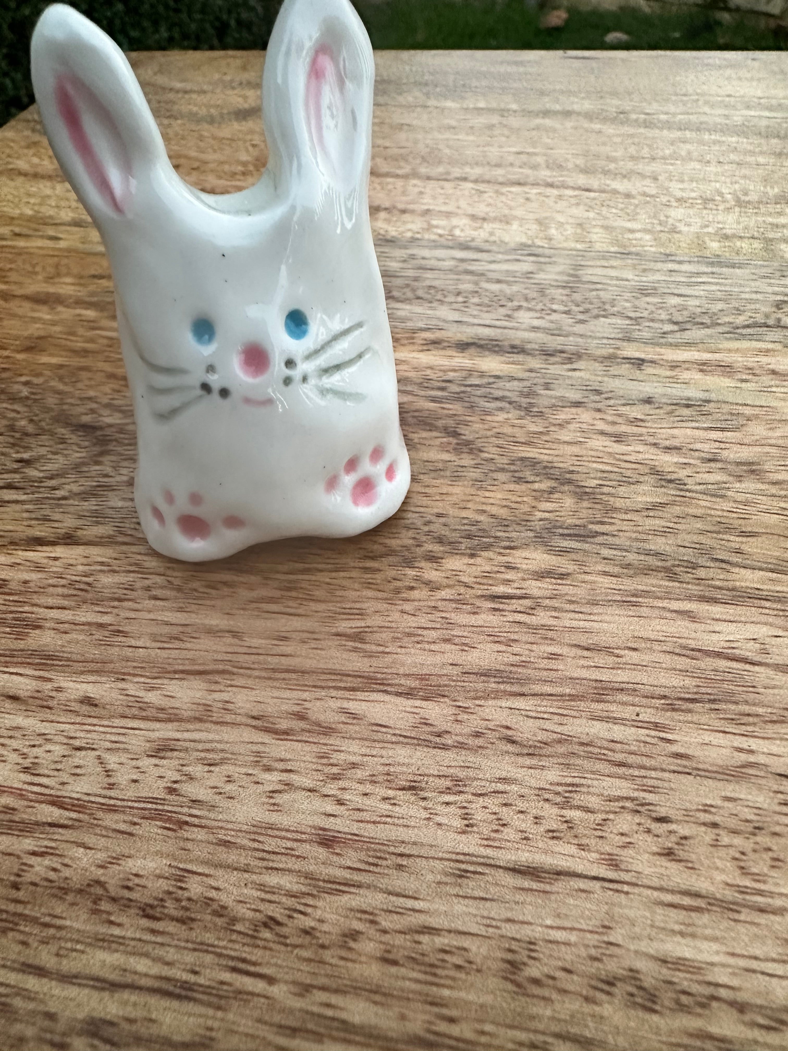 Handmade Ceramic White Bunny Easter