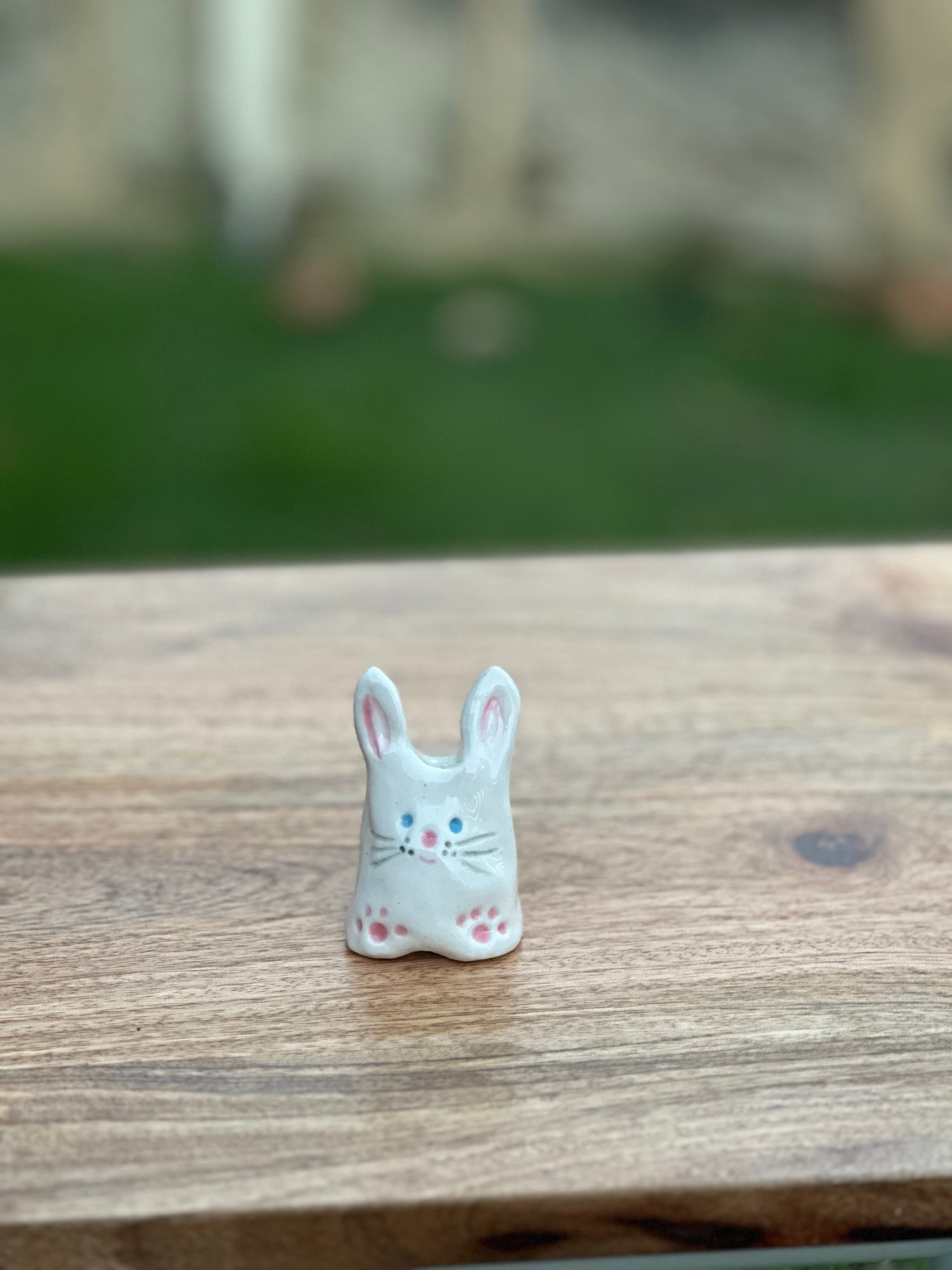Handmade Ceramic White Bunny Easter