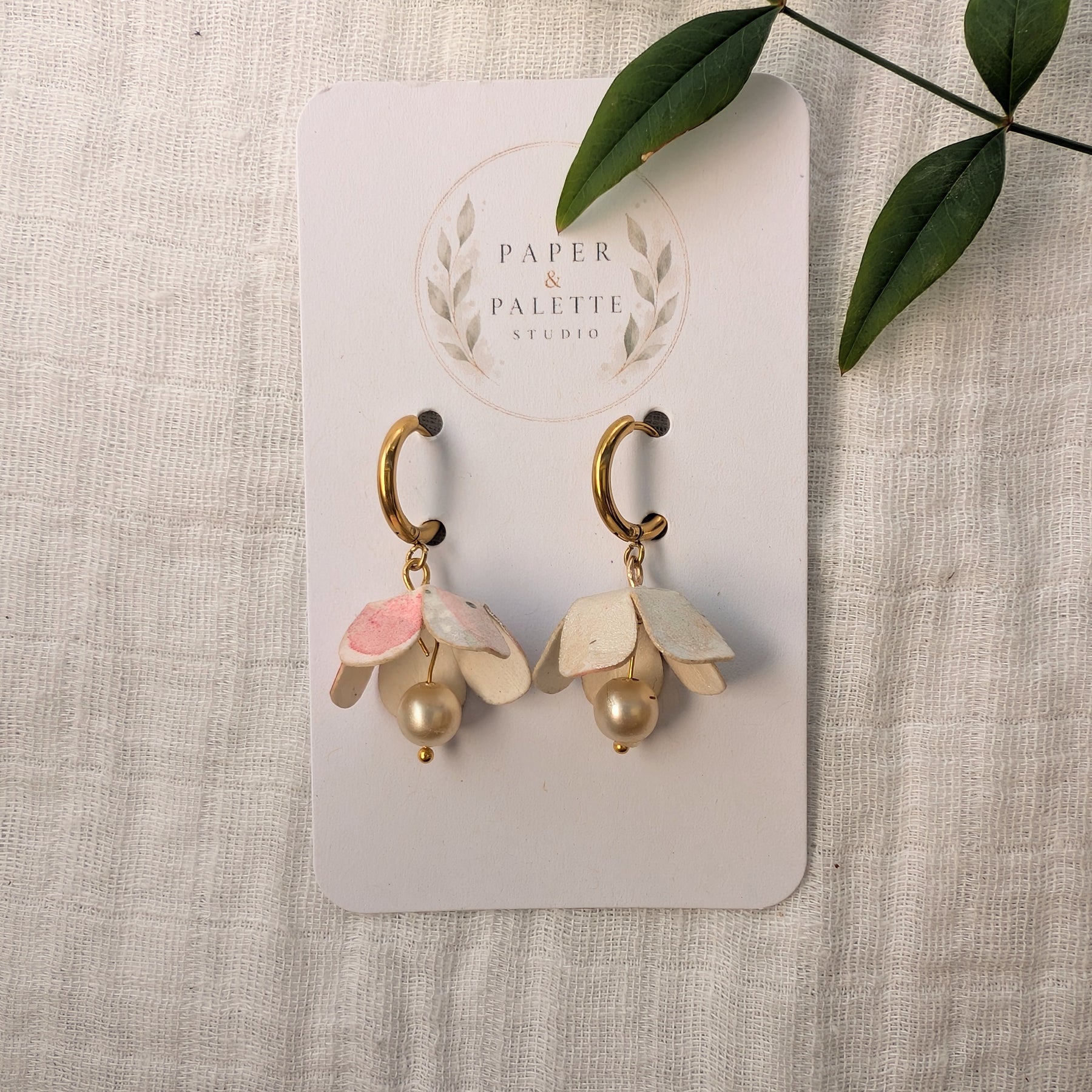 Handmade Paper Floral Earrings, Botanical Hoop Earrings, Eco Friendly Gift