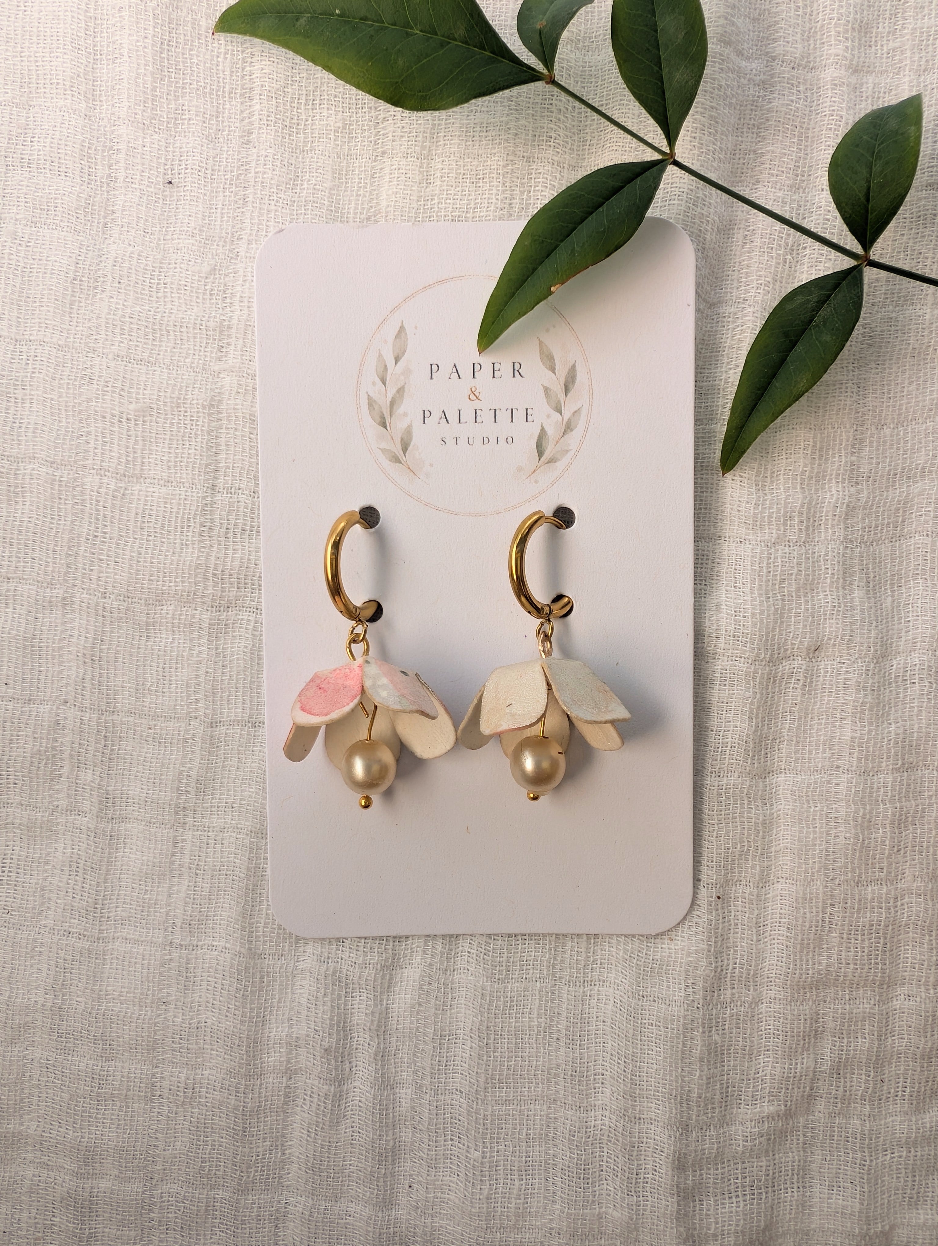 Handmade Paper Floral Earrings, Botanical Hoop Earrings, Eco Friendly Gift