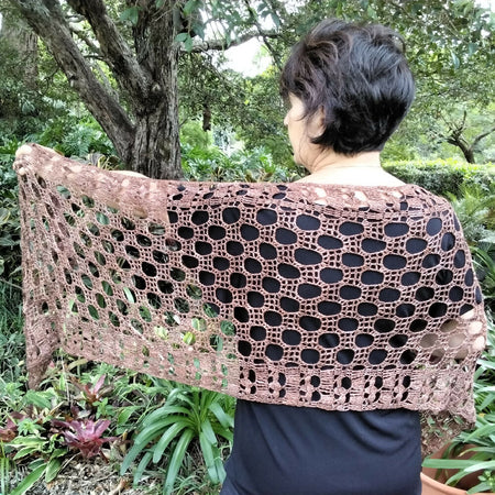 Shawl - The Shansa Copper Brown Tones crocheted