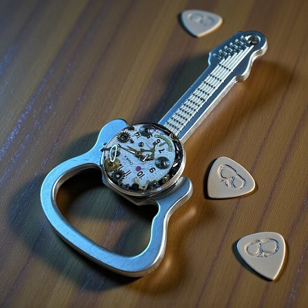 Steampunk watch parts guitar bottle opener