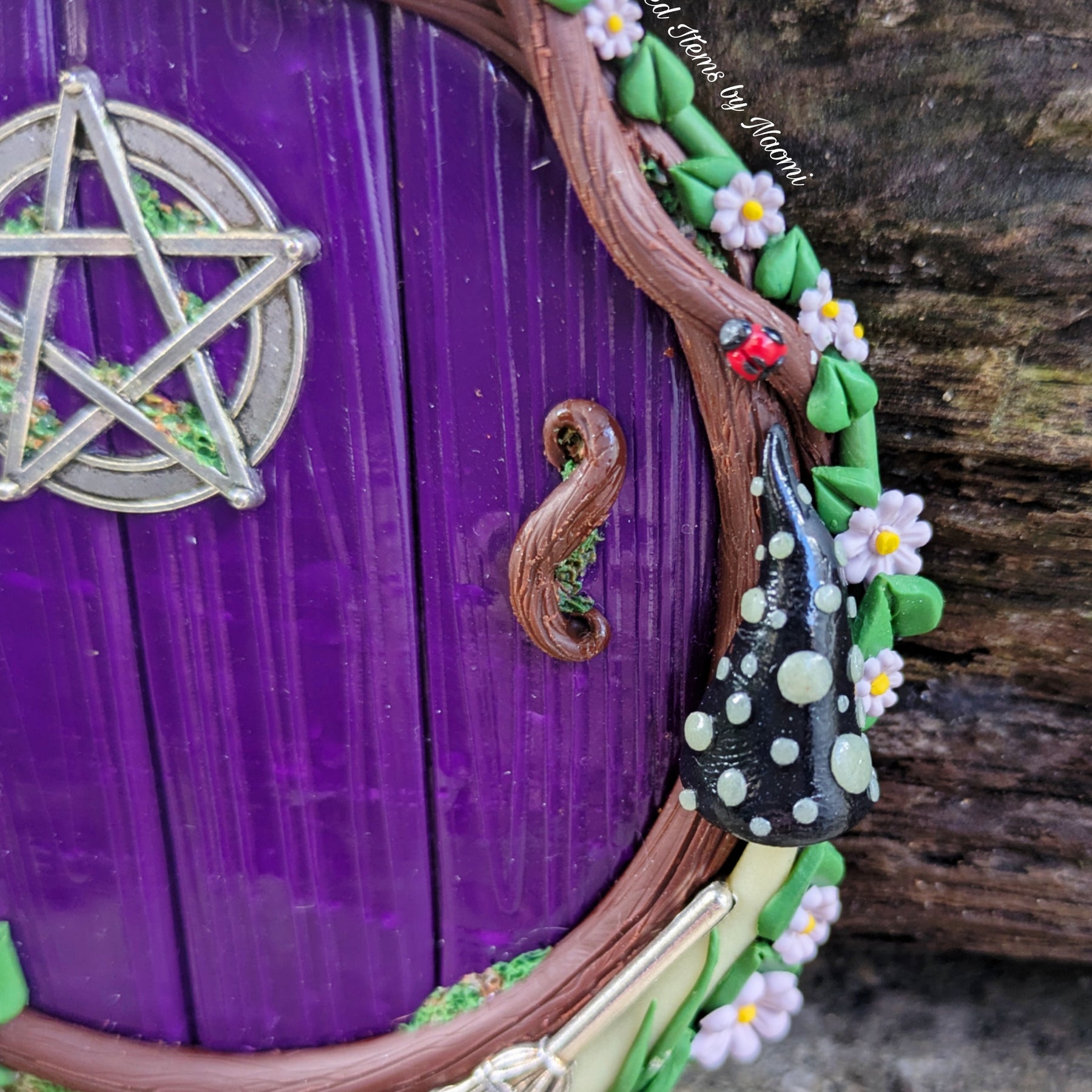 Witchy Hobbit style Door – Hand Sculpted Fairy Door