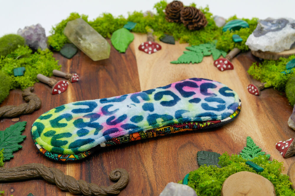 dig the flow reusables reusable cloth pad australian handmade rainbow cheetah soft bamboo velour beautiful women unique one-of-a-kind versodile moonrise menstrual health