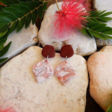 Pink Polymer Clay Earrings 