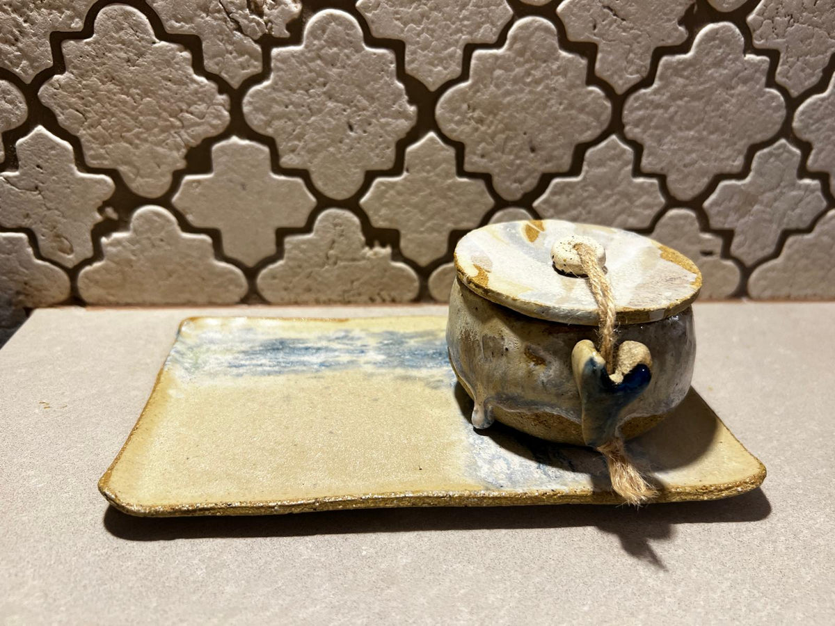 Handmade Ceramic Jewellery Bowl and Tray | lidded trinket dish