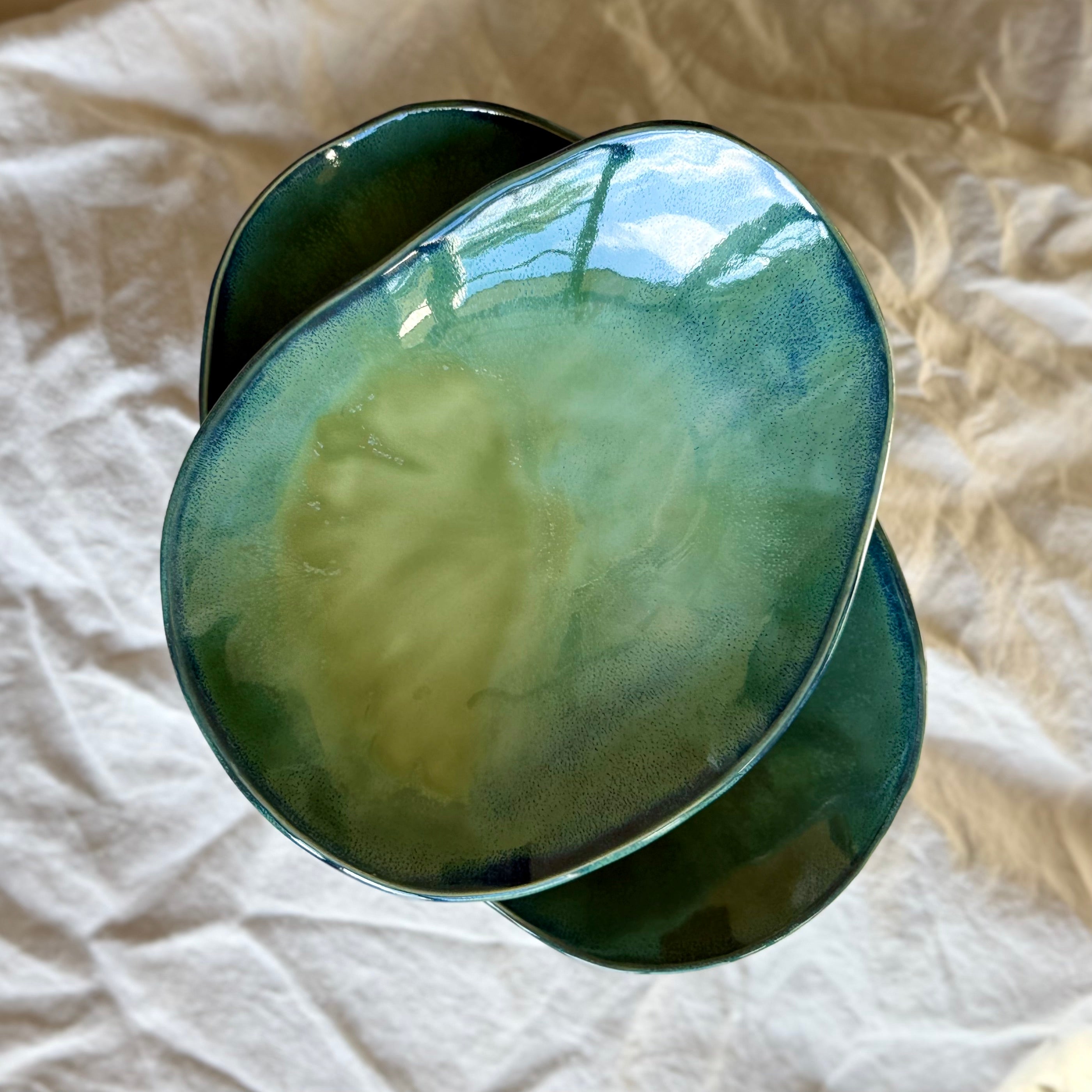 Tidal Drift Bowls | Hand Carved Organic Ceramic Bowls | Shallow Oval Shaped