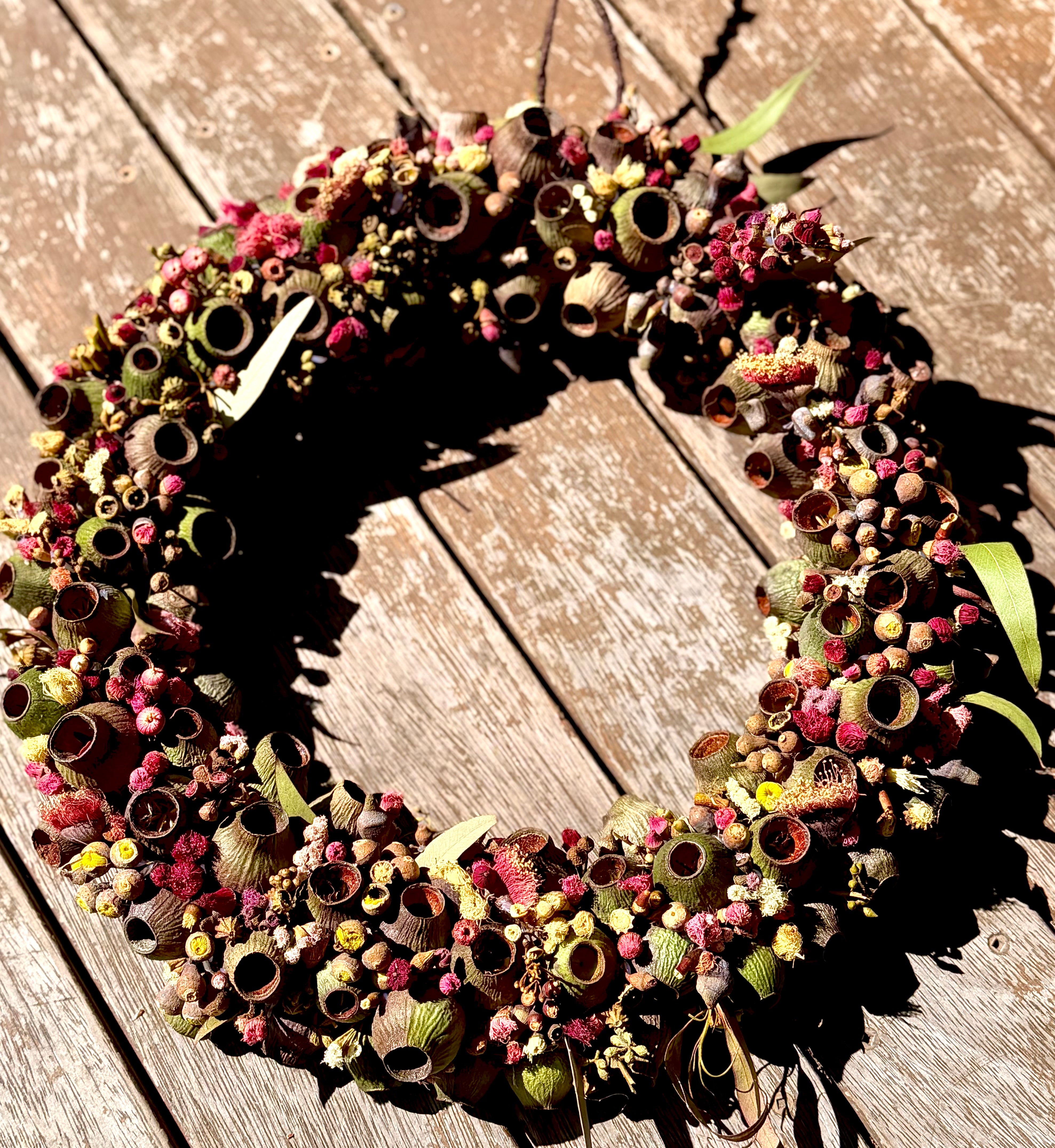 Australian Gumnut Wreath | Handmade Native Floral Wreath | Dried Eucalyptus & Gumnut Decor | Rustic Botanical Door Wreath | bushland Jewels