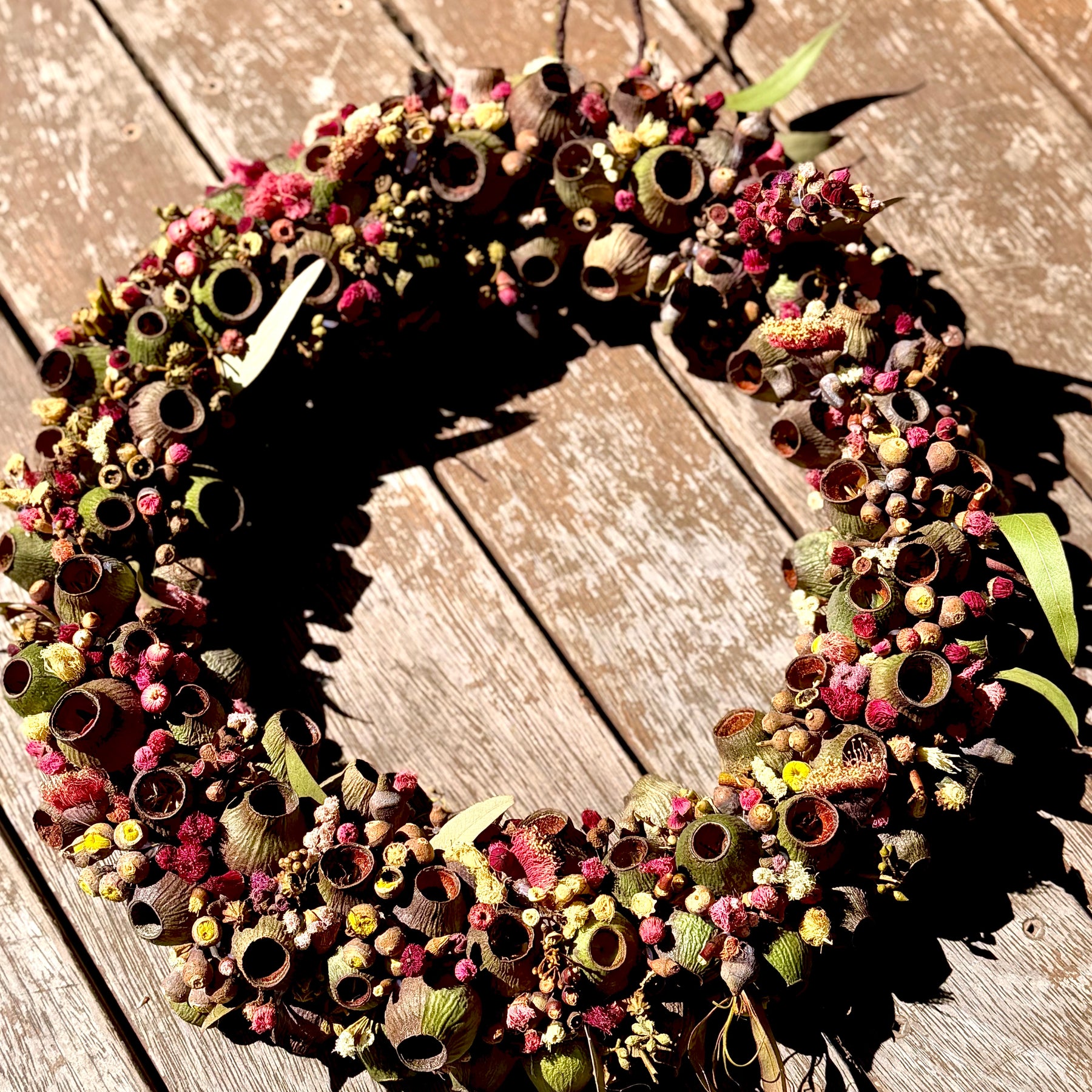 Australian Gumnut Wreath | Handmade Native Floral Wreath | Dried Eucalyptus & Gumnut Decor | Rustic Botanical Door Wreath | bushland Jewels
