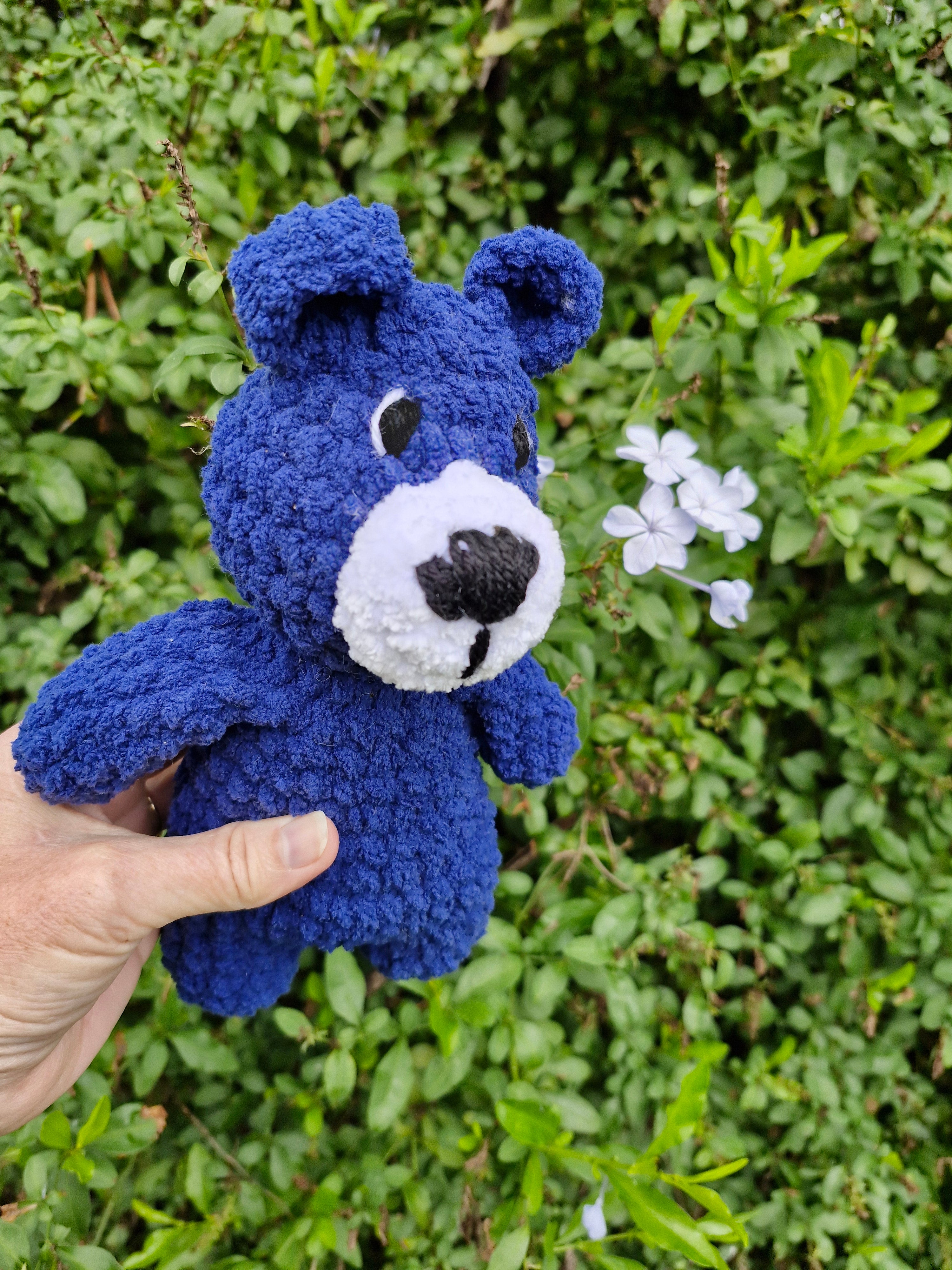Adorable Handmade Crochet Blue Bear Plushy