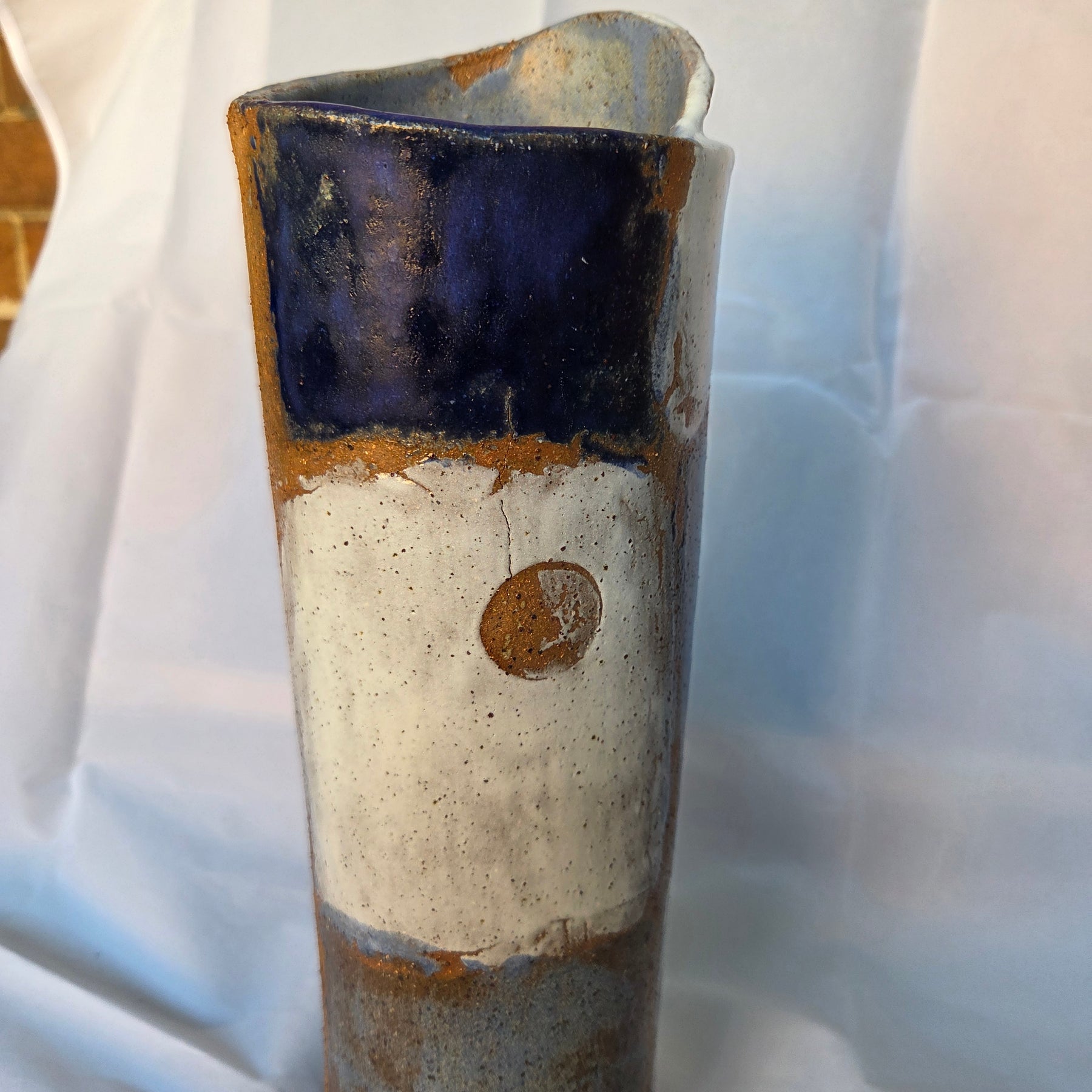 Tall cyclinder Vase - Earthenware hand built. 32cm tall  x 10cm