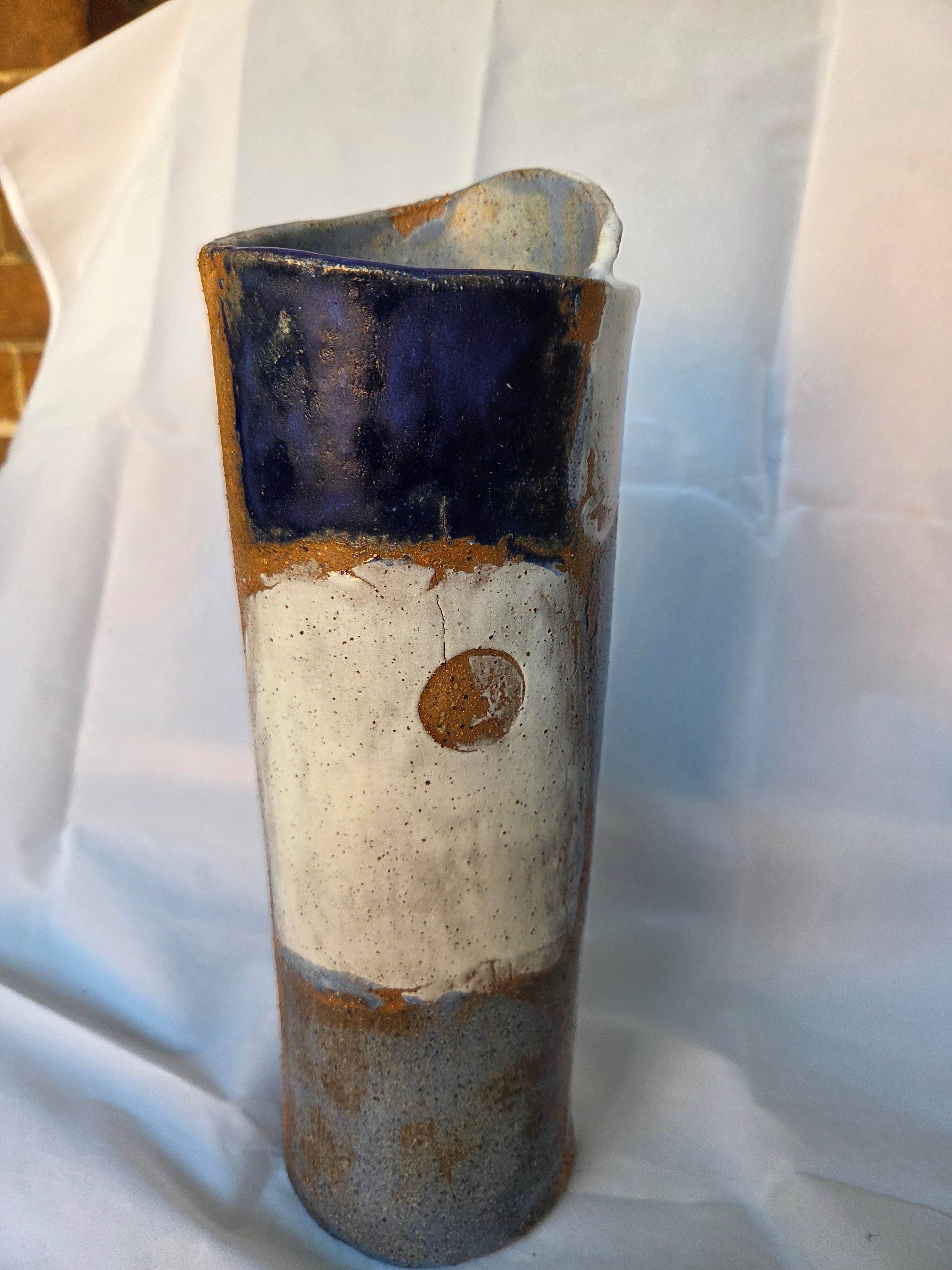 Tall cyclinder Vase - Earthenware hand built. 32cm tall  x 10cm
