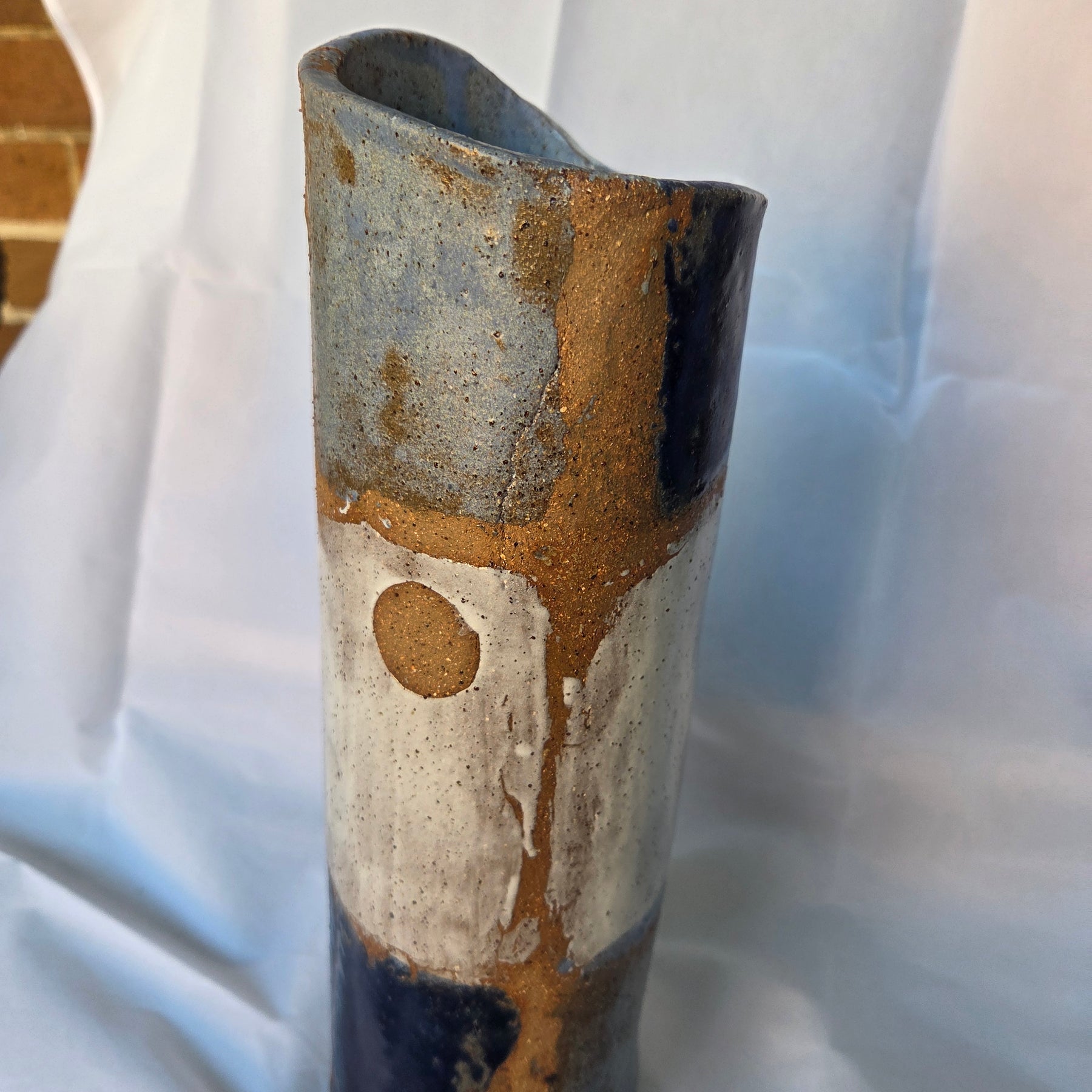 Tall cyclinder Vase - Earthenware hand built. 32cm tall  x 10cm